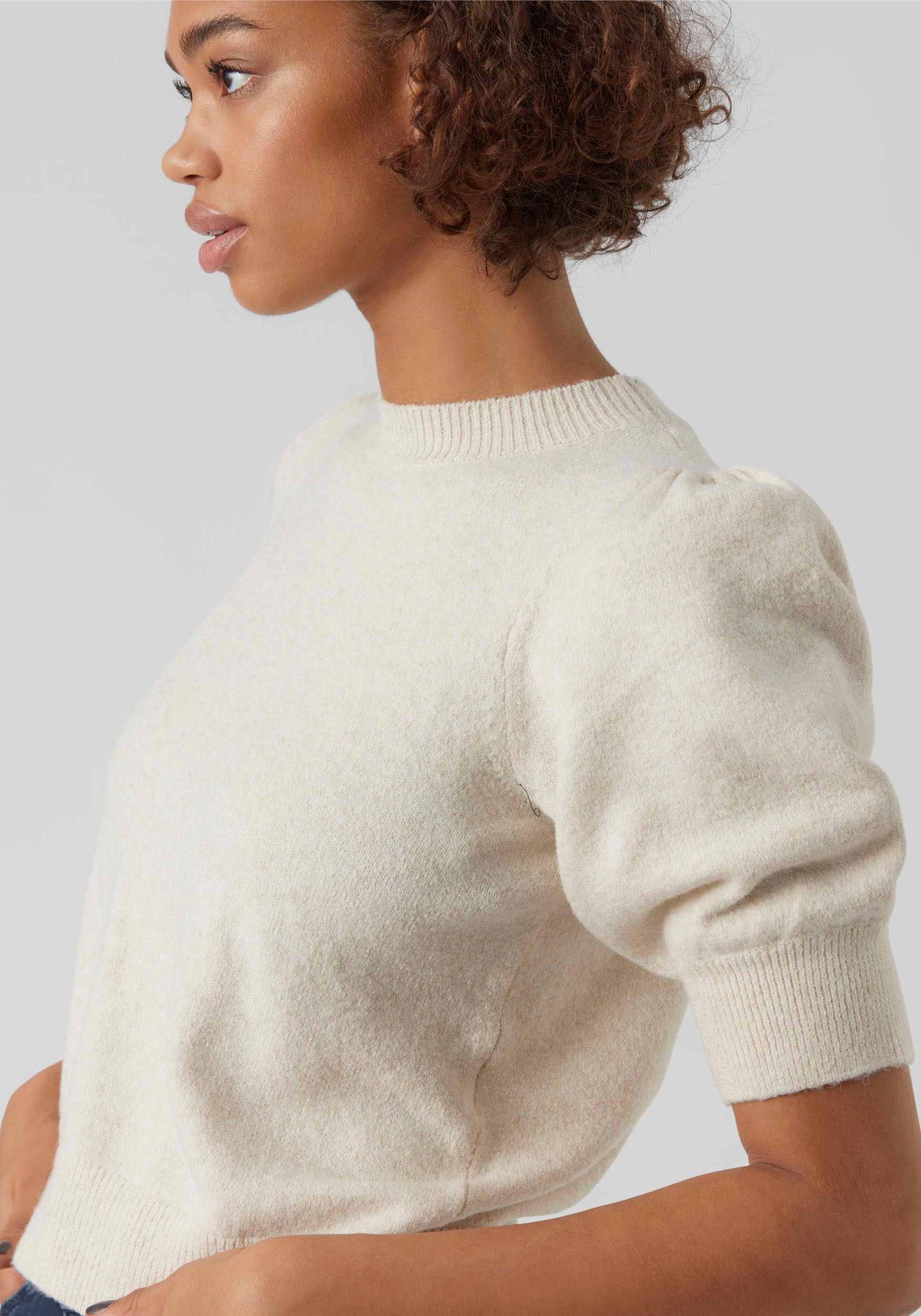 Vero Moda Kurzarmpullover »VMDOFFY 2/4 O-NECK PULLOVER GA NOOS«, mit leichten Puffärmeln