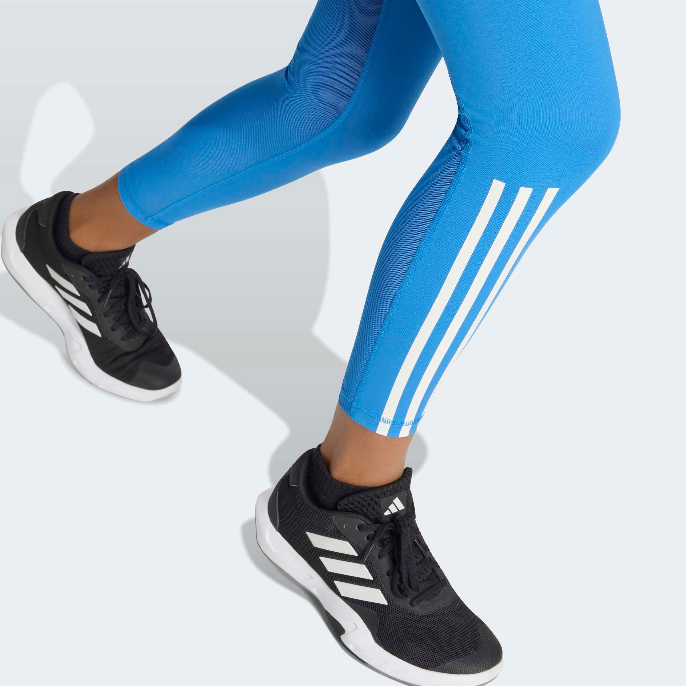 Trainingstights ADIDAS PERFORMANCE "TECHFIT 3-STREIFEN 7/8-LEGGINGS", Damen, Gr. XL, N-Gr, ray blau, normal, gr., Obermaterial: 73% Polyester, 27% Elasthan, 7/8-Länge, Hosen 2