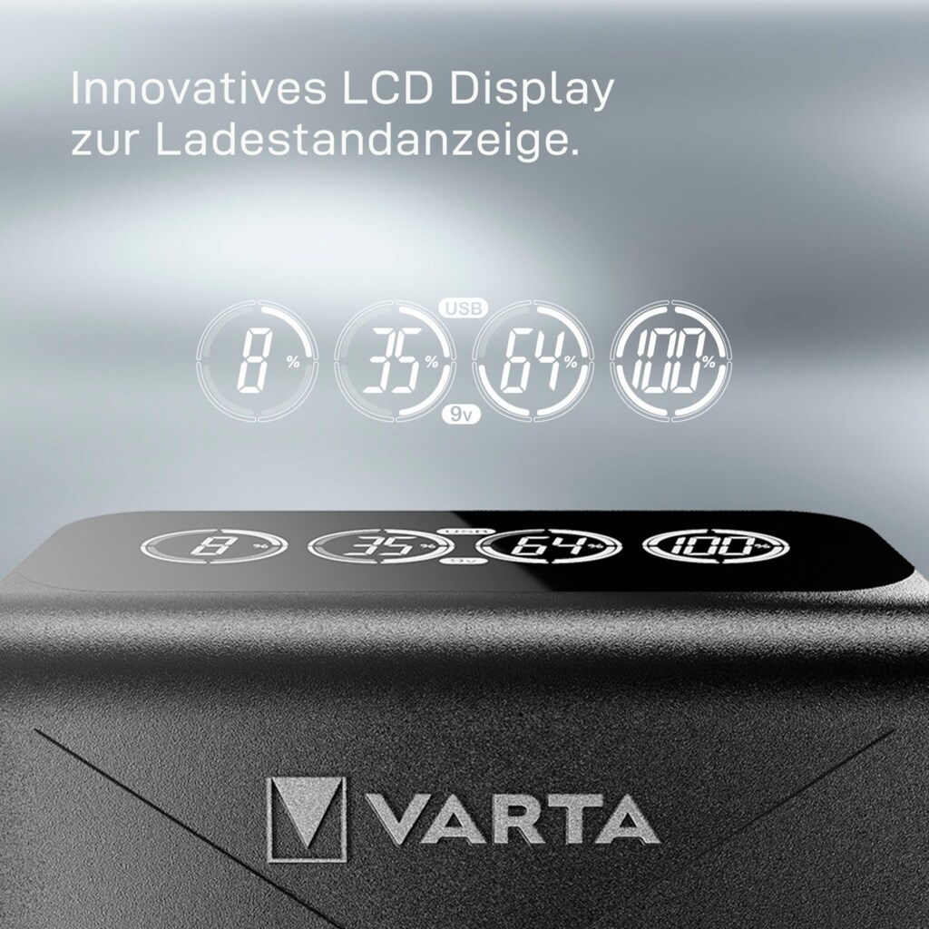 VARTA Batterie-Ladegerät »VARTA LCD Plug Charger+ 4x AA Accus«, 2400 mA, (Set, 5 St.)
