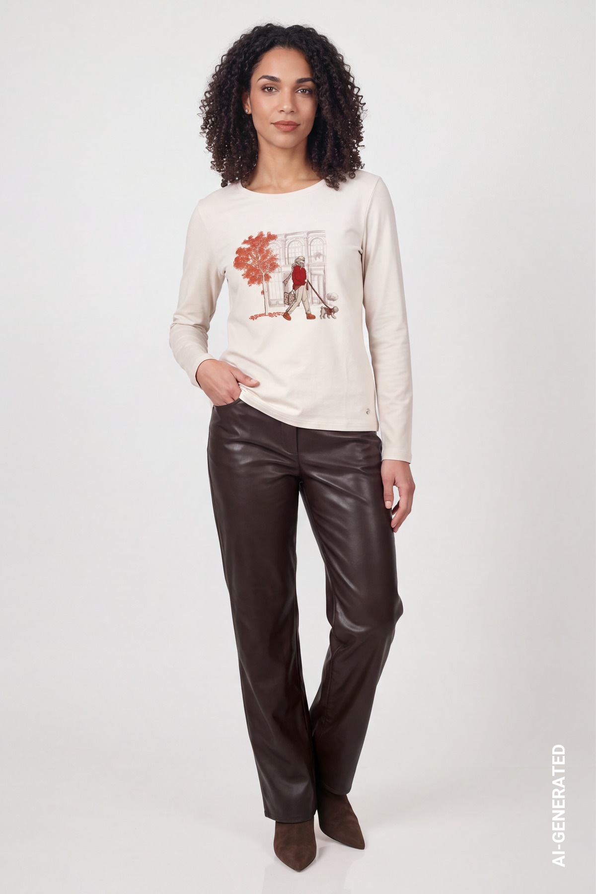 Monari Langarmshirt Regular fit mit Herbstprint