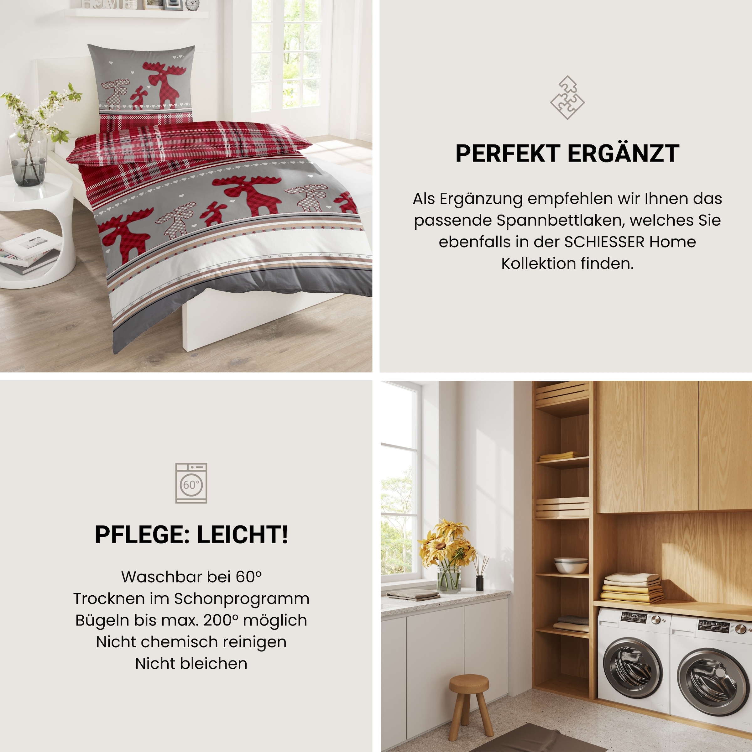 Schiesser Bettwäsche »Salous aus weichem Baumwollflanell mit Winterprint« 2 Stk. tlg. Made in Green