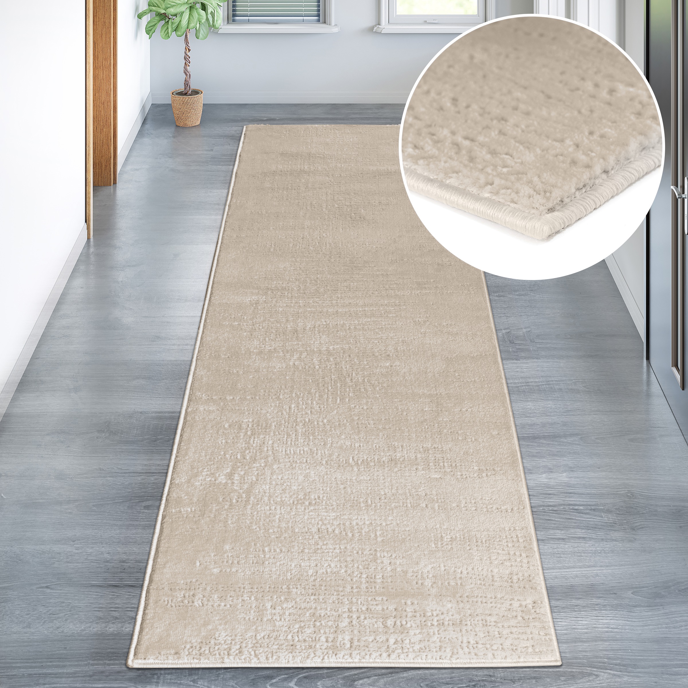 Läufer OTTO HOME "Ariano, dezenter Glanz mit Hoch-Tief-Struktur" Gr. 11, beige, B:67cm H:12mm L:230cm, Kunstfaser, Teppiche, Läufer, Vintage Design, Schrumpf Carving-Effekt, Wohnzimmer, Flur