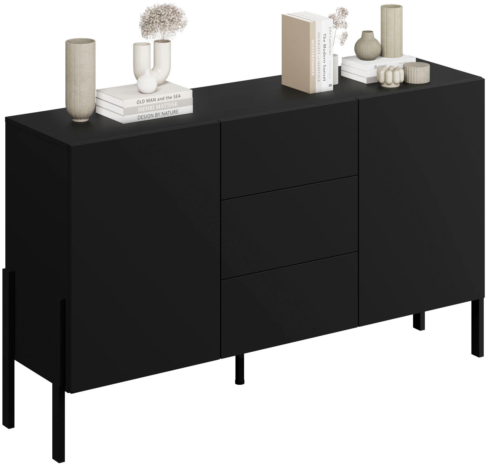 OTTO home Sideboard »Jukon, Breite 150 bzw.180 cm, moderne grifflose Kommode« Schubladenschrank 2 Türen/3 Schubkästen, push-to-open-Funktion