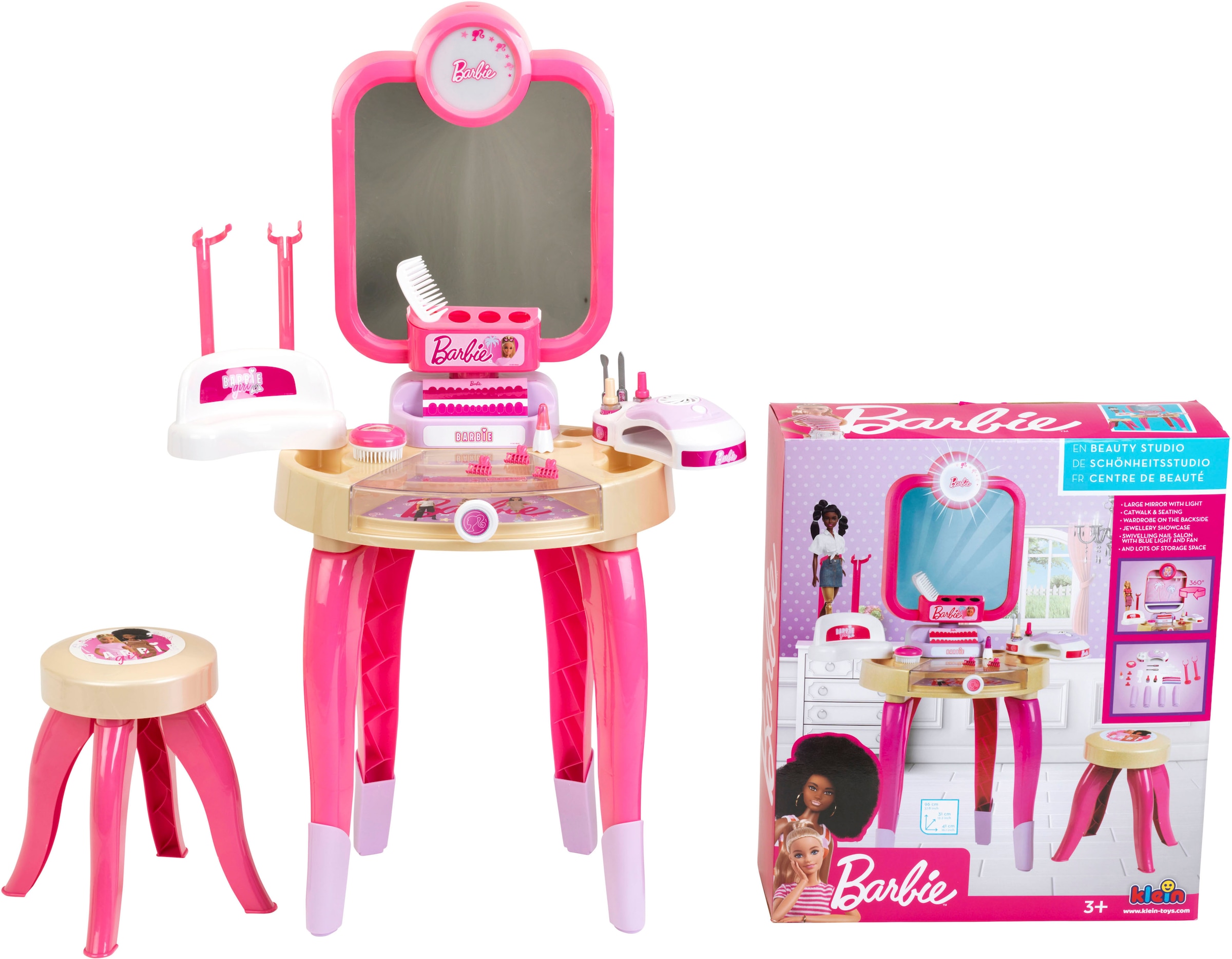 Klein Schminktisch »Barbie Schönheitsstudio, Happy Vibes«, mit Hocker; Lichtfunktion