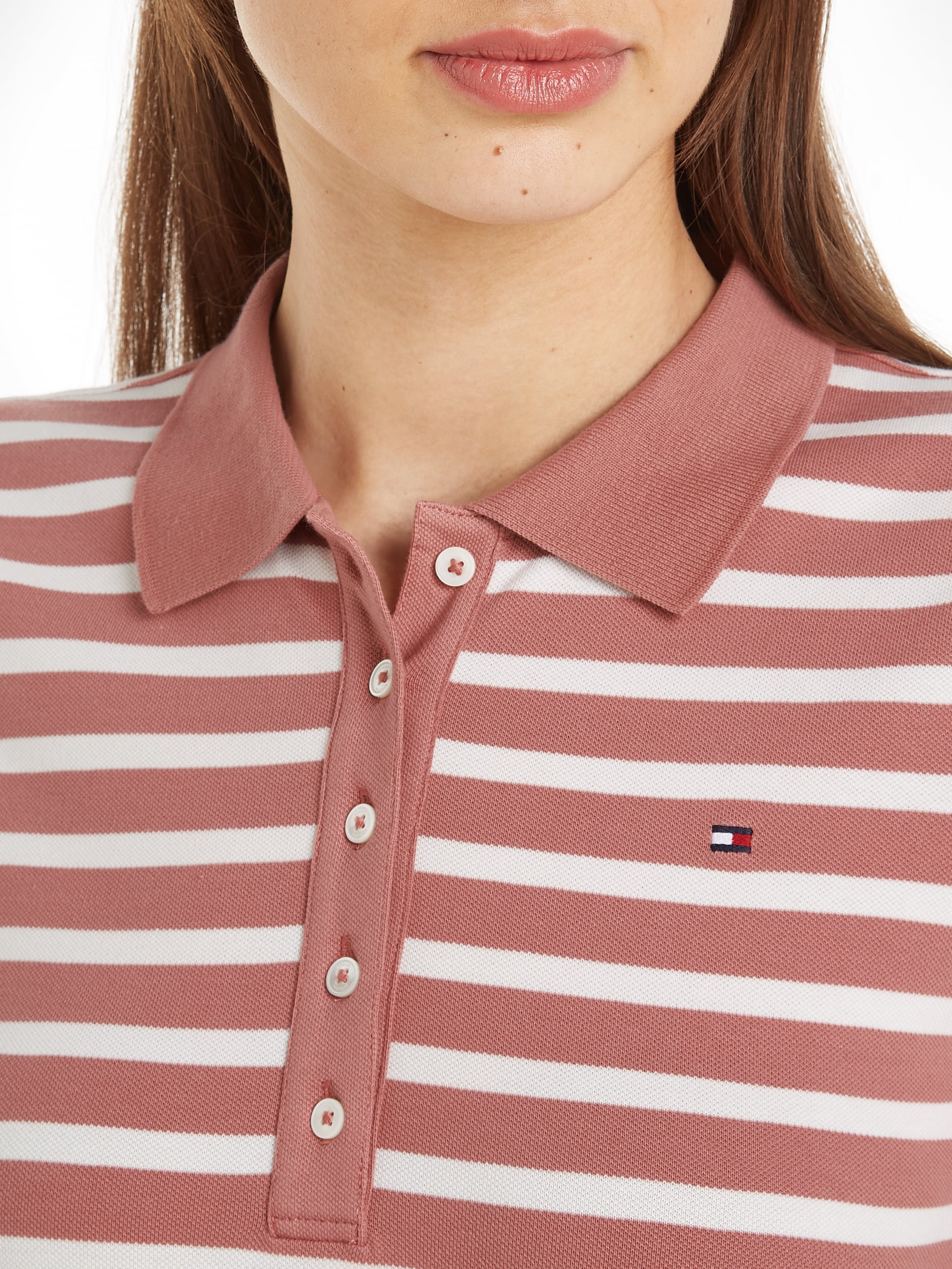 Tommy Hilfiger Poloshirt »1985 SLIM PIQUE STRIPE POLO SS«, mit dezenter Tommy Hilfiger Logostickerei