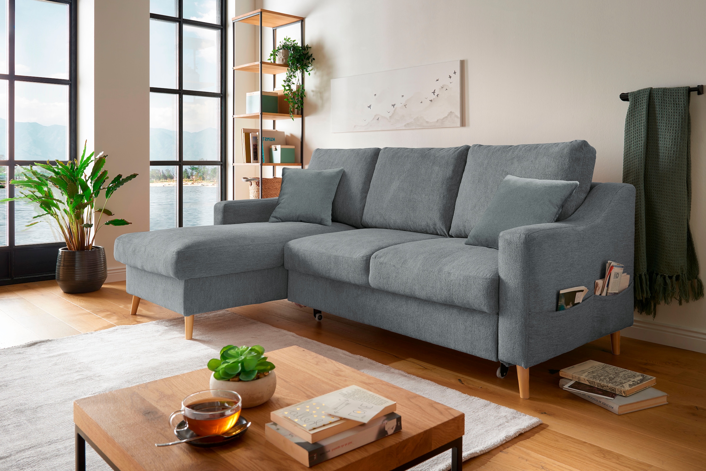 Home affaire Ecksofa "Valentina L-Form" 2 Zierkissen, mit Seitentasche, aus günstig online kaufen