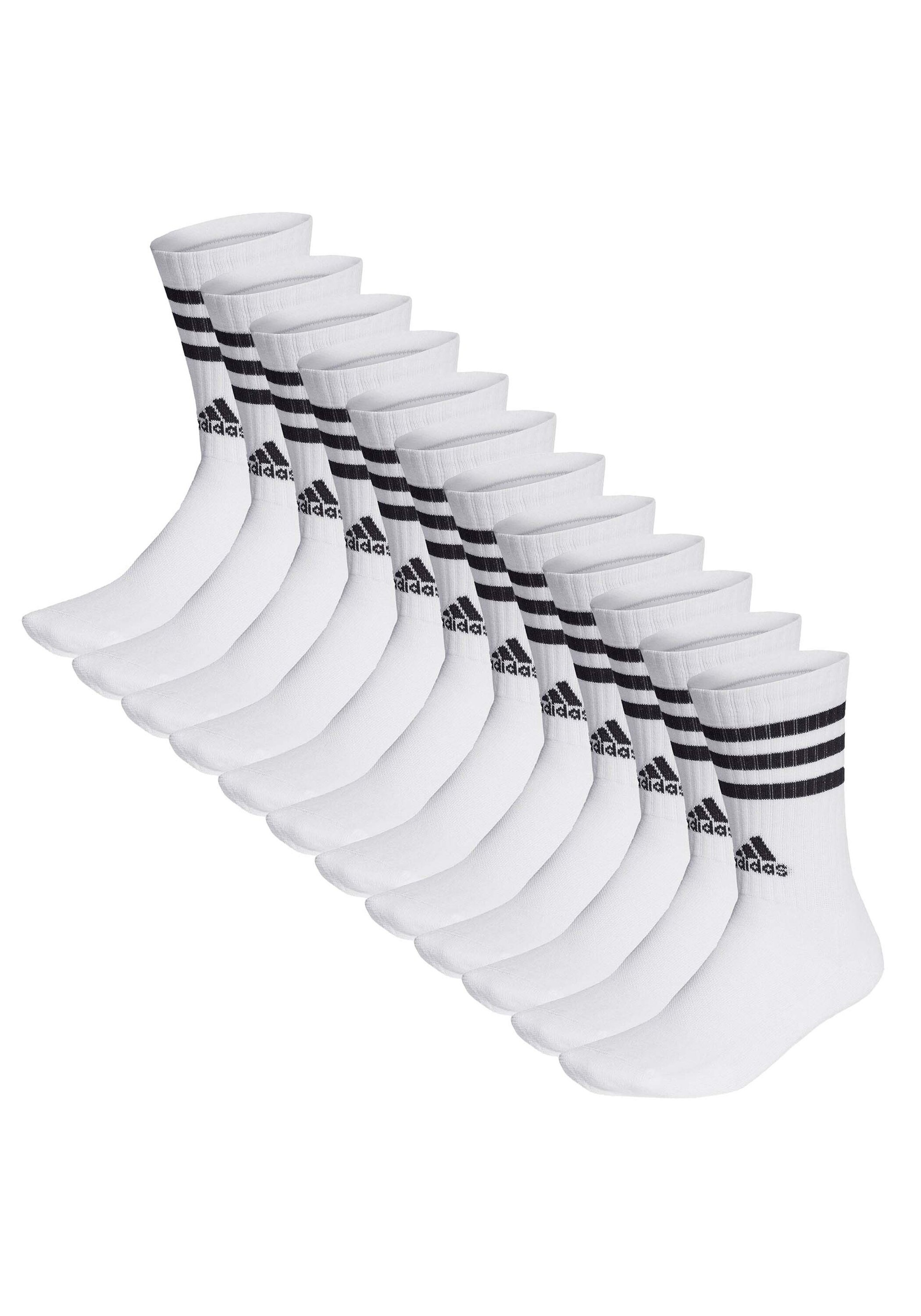 Herren Kurzsocken "Socken 3-Streifen Cushioned Crew 12er Pack", ADIDAS ORIGINALS, Gr. 40, weiß, Obermaterial: 62% Baumwolle CO. 36% Polyester PES. 1%