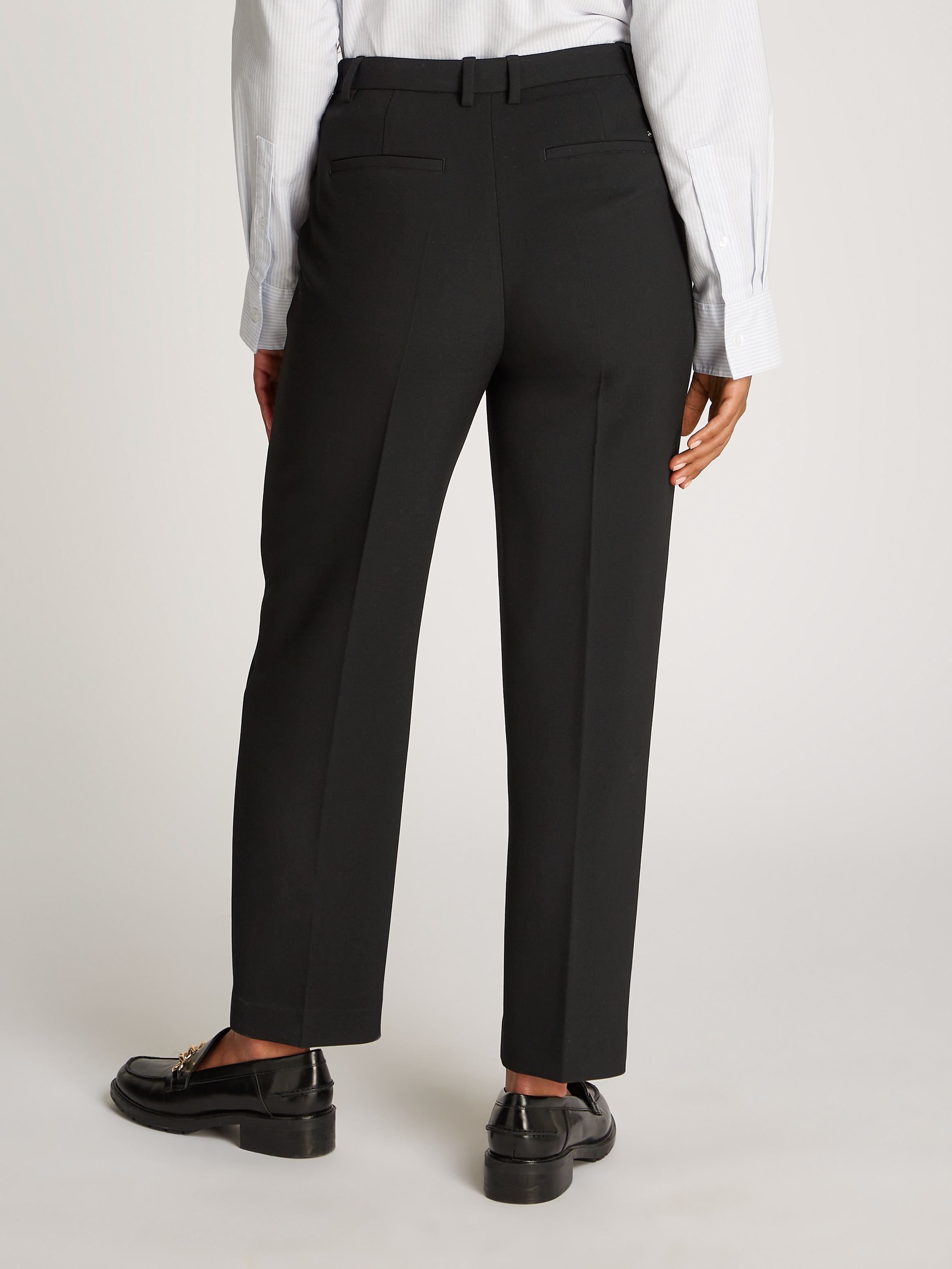 Tommy Hilfiger Webhose »PUNTO SLIM STRAIGHT PANT«, mit Bügelfalten, Metalllabel