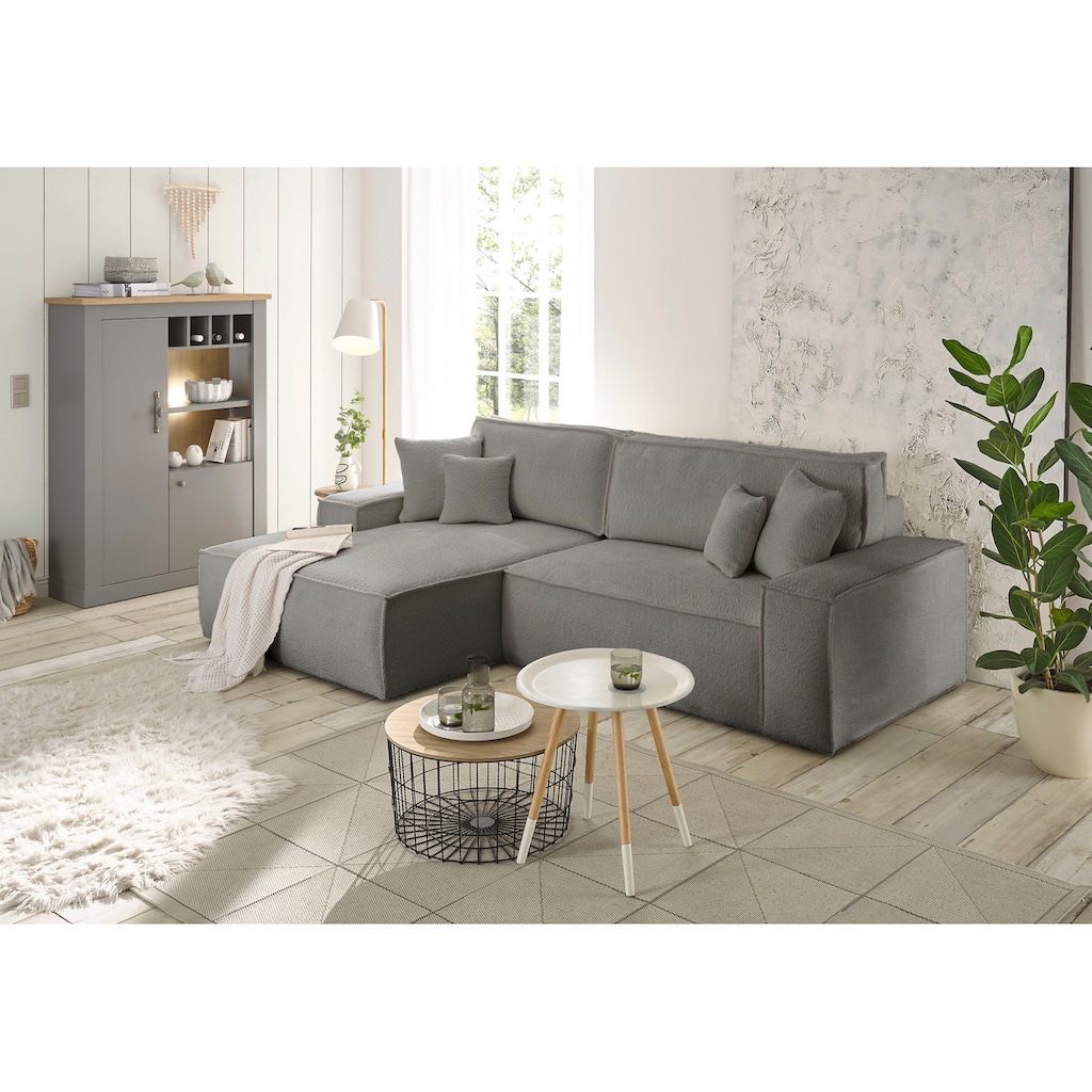 andas Ecksofa »Finnley Schlafsofa 267 cm in Bouclé u. Struktur fein«