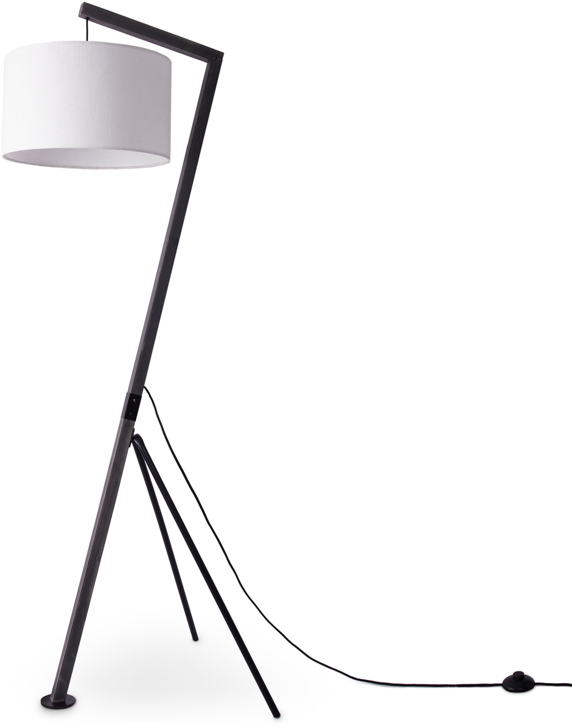 PACO HOME Stehlampe "GALLOW", 1, Ø 38cm H: 160cm, schwarz, Wohnzimmer, Leuchten, Modern Wohnzimmer Dreibein Holz Metall Vintage E27 Galgen