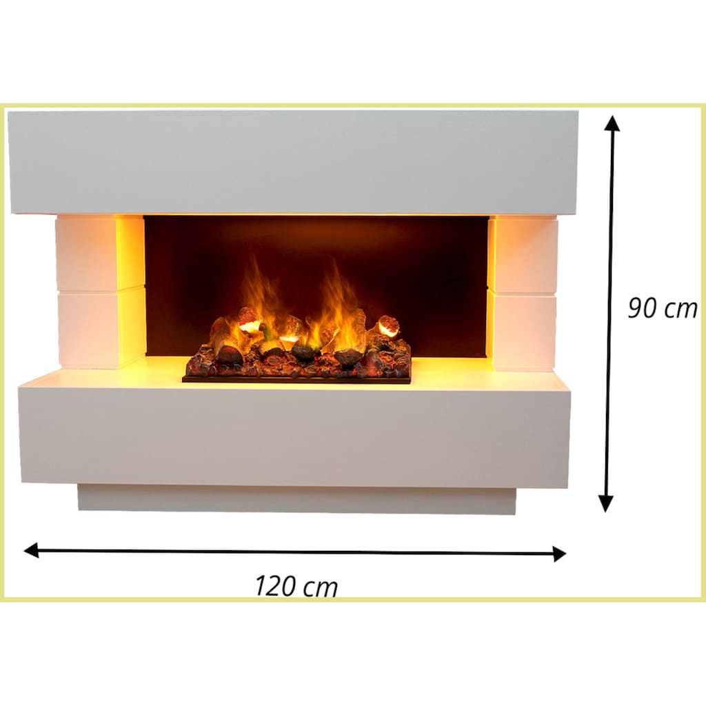 GLOW FIRE Elektrokamin »Glow Fire Kant OMC 500«, Wasserdampfkamin mit 3D Feuer mit integriertem Knistereffekt