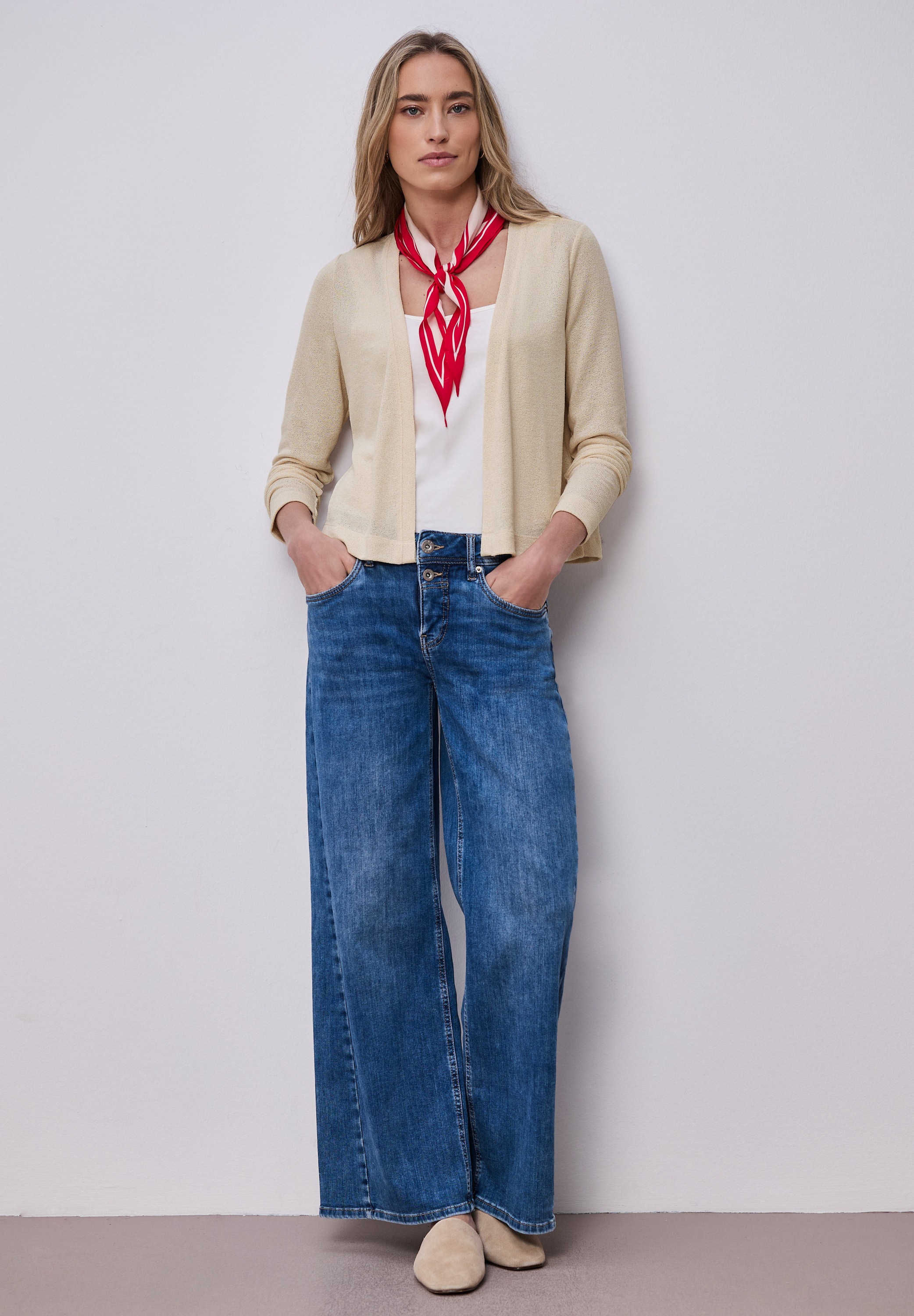 Cardigan STREET ONE, Herren, Gr. 42, smoke beige, Stoff, 60% Viskose, 40% Polyester, unifarben, normal normal, ohne Ausschnitt, abgesteppt, Strickjacken, Feinstrick 3