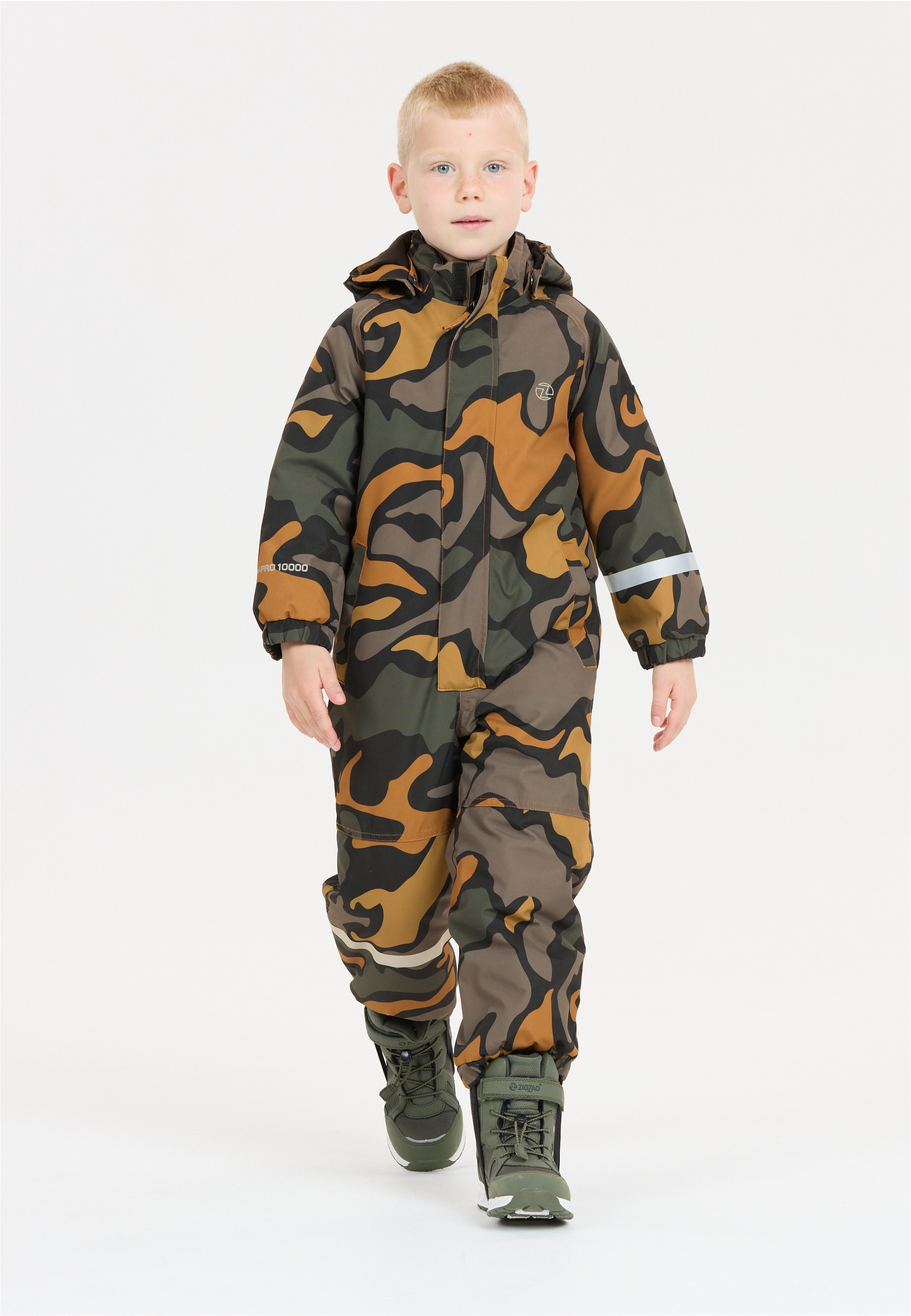 ZIGZAG Jungen Schneeoverall "Tower"braun, grau, Gr. 140, 100% Polyester, Overalls, mit wasser- und winddichter TPU-Membran