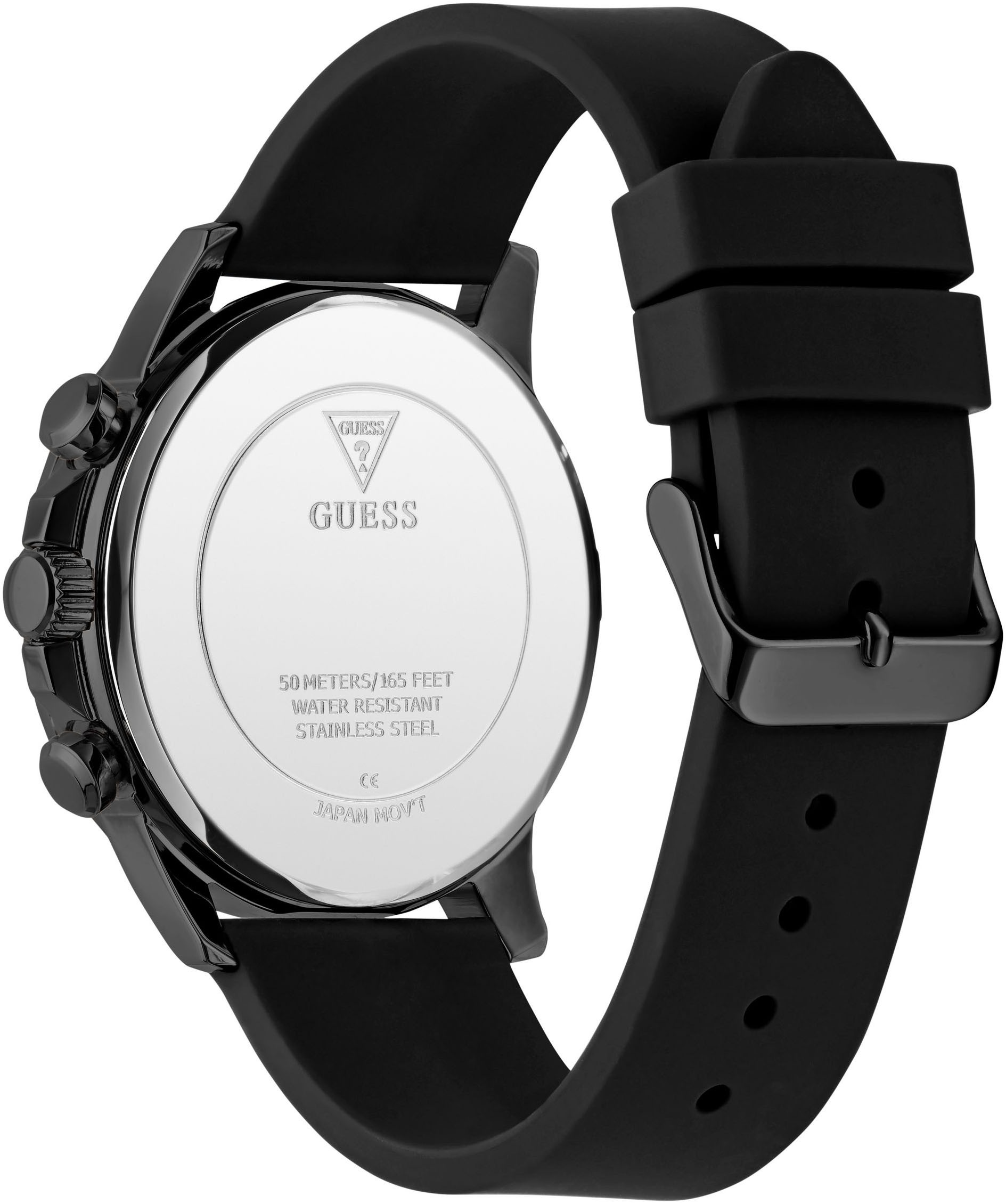 Guess Multifunktionsuhr »WALKER«, Quarzuhr, Armbanduhr, Herrenuhr, Datum, Wochentag, Silikonarmband