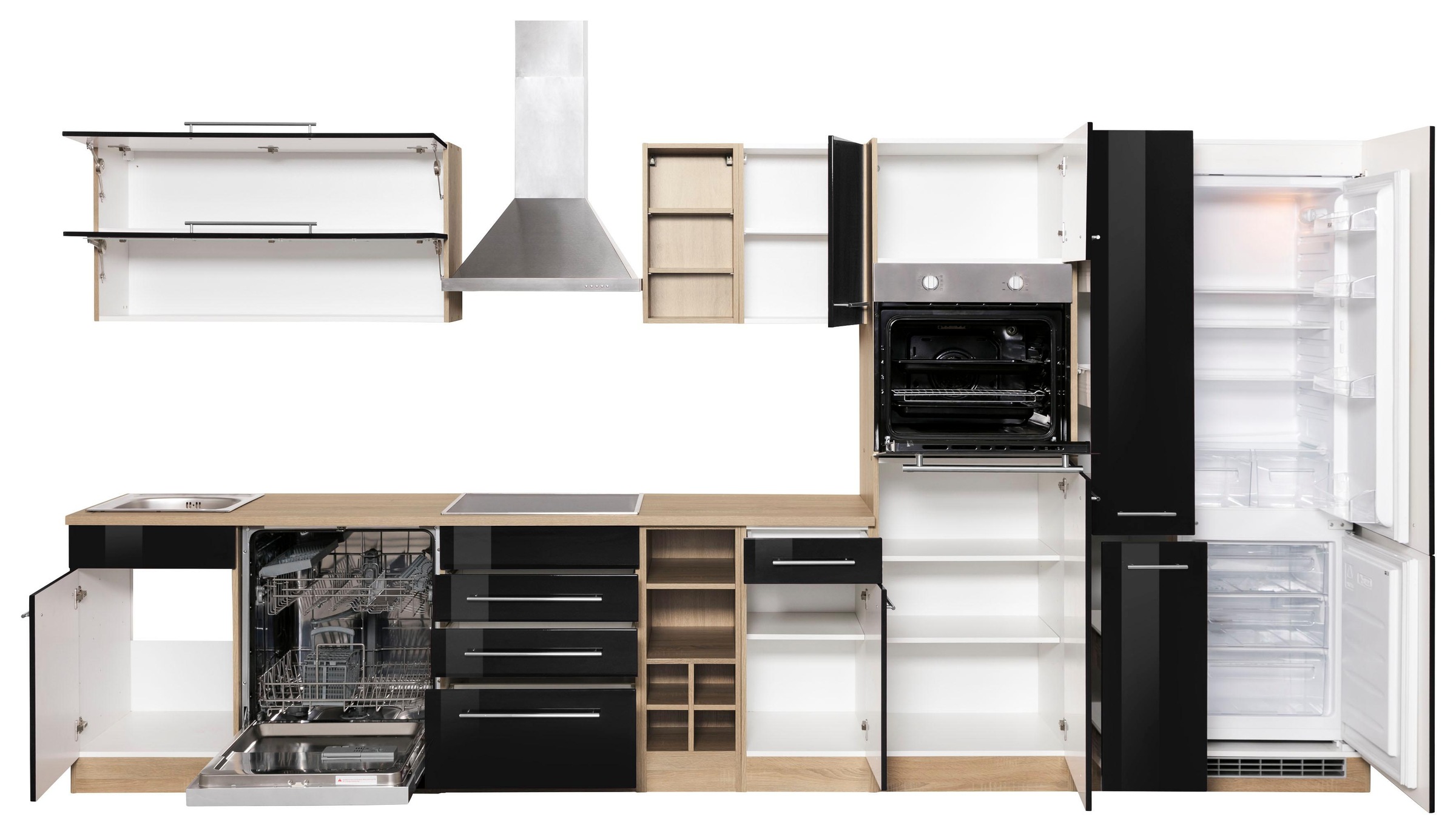 KOCHSTATION Küchenzeile »KS-Eton«, mit E-Geräten, Breite 390 cm