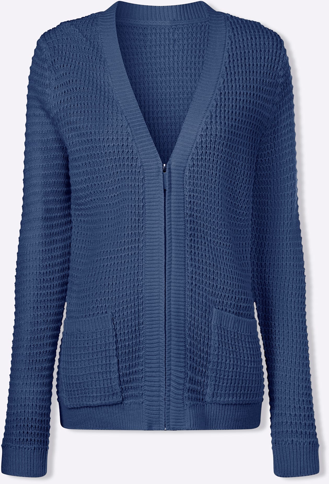 Cardigan CLASSIC BASICS, Damen, Gr. 50, jeansblau, 100% Polyacryl, unifarben, Strickjacken 2