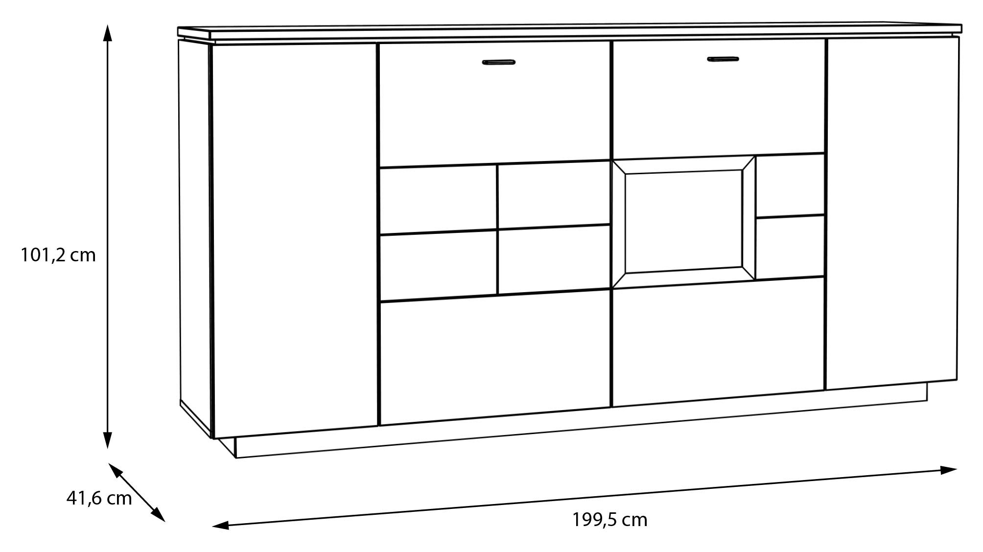 FORTE Highboard »Louoto«, Sideboard, Metallgriffe, Stauraum, Soft Close, Höhe 101,2cm