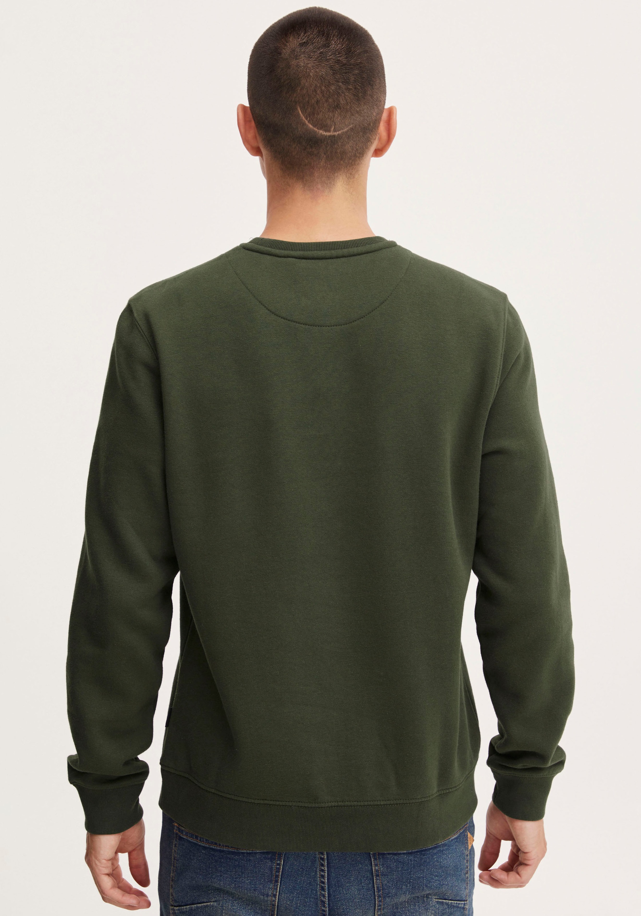Rundhalspullover BLEND "BHDownton", Herren, Gr. S, forest night, Sweatware, 50% Baumwolle, 50% Polyester, unifarben, regular fit normal, Rundhals, Pullover Rundhalspullover, Klassisches Sweatshirt mit Rundhalsausschnitt 6