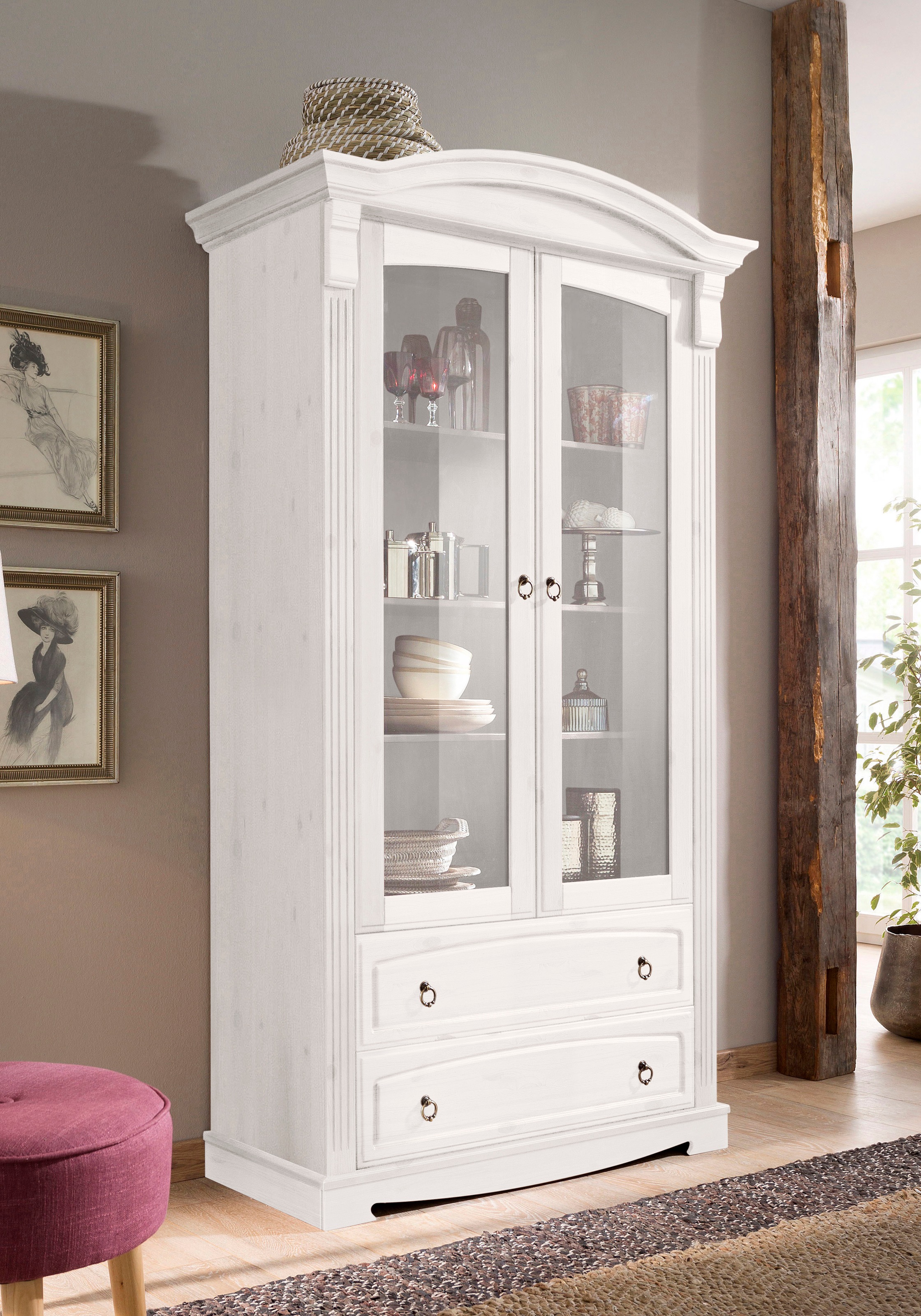 OTTO home Glasvitrine "Anna" Gesamtmaße (B/T/H): ca. 97/46/188 cm, mit Glas günstig online kaufen