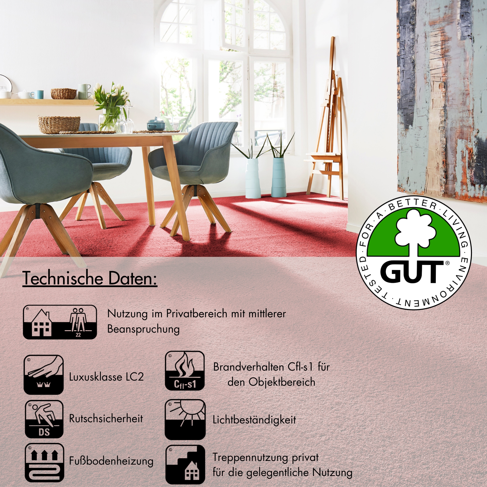 Andiamo Teppichboden »Veronay, Velours, Made in Belgium«, rechteckig, 6 mm Höhe, Uni Farben, Breite 400 cm oder 500 cm, strapazierfähig, pflegeleicht