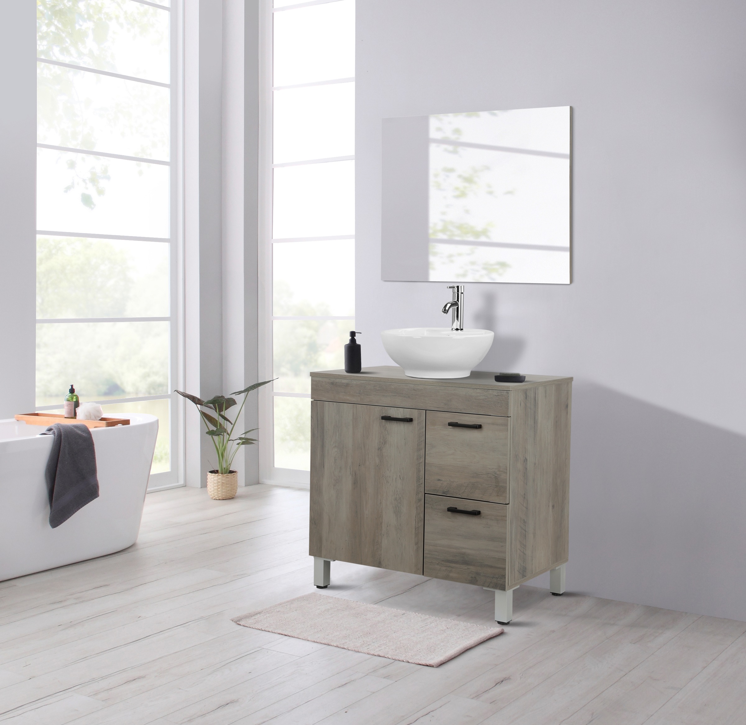 welltime Waschtisch "Florenz, Badezimmerschrank,Badschrank", Stauraum Wasch günstig online kaufen