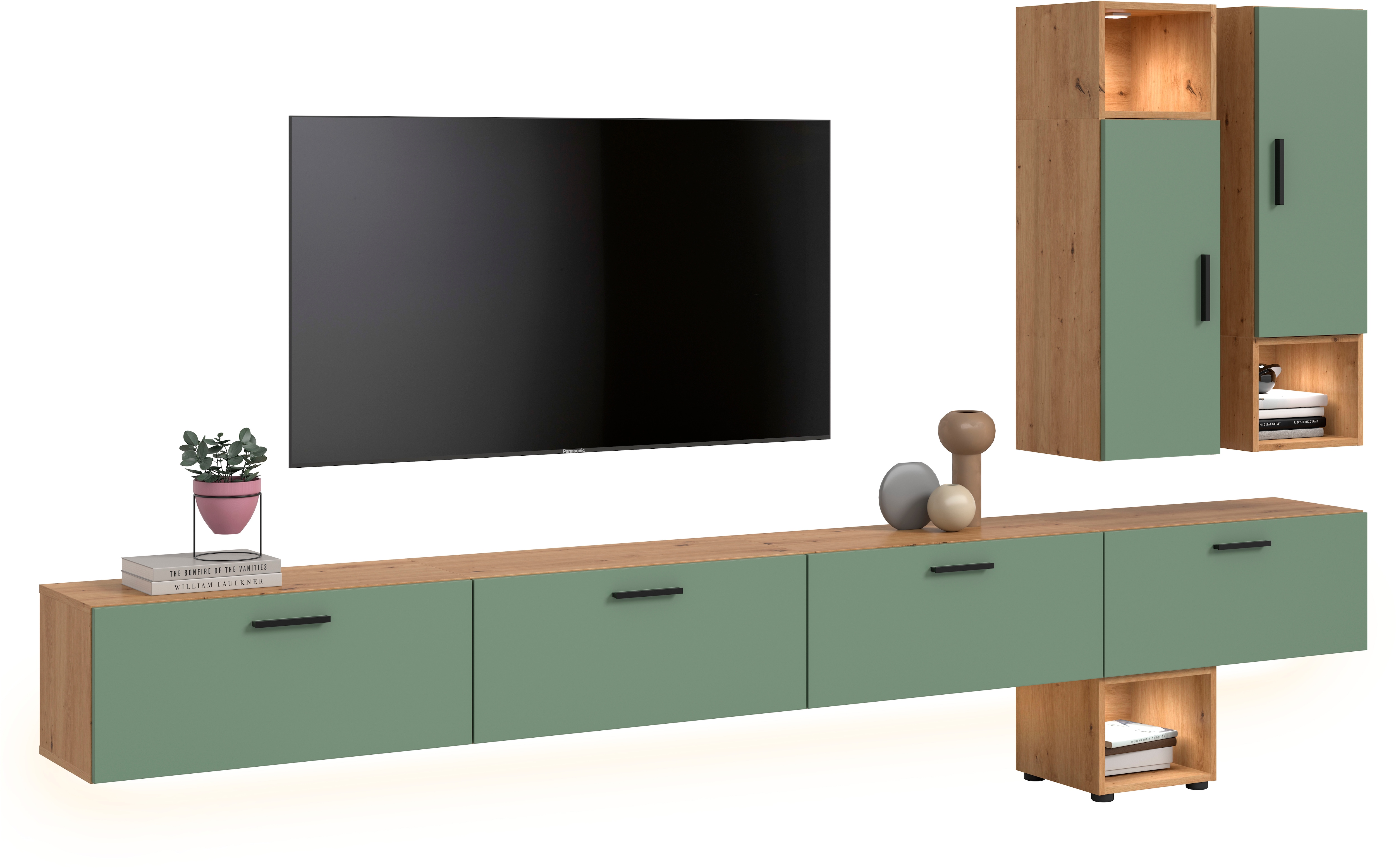 Home affaire Schrank-Set "ENESTE, 9-teilig, in verschiedenen Farben, individuell kombinierbar" verschiedenste Kombinationmöglichkeiten, stehend oder hängend, 3 Stk. tlg.