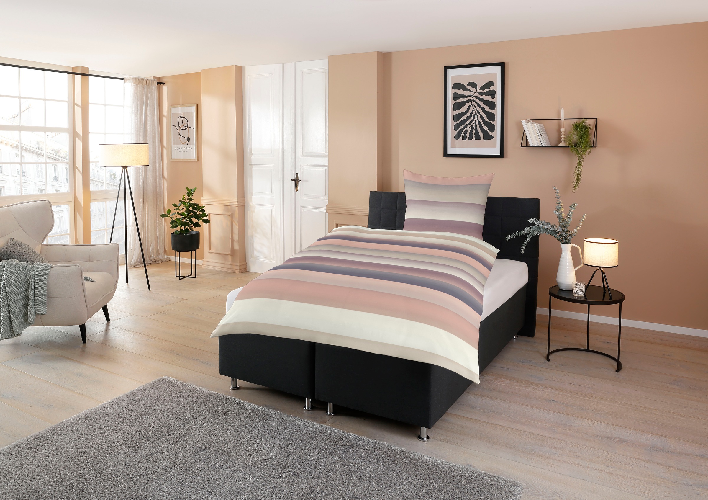 CASATEX Bettwäsche "Levio" 2 Stk. tlg. breite Streifen, Aquarellfarben, sti günstig online kaufen