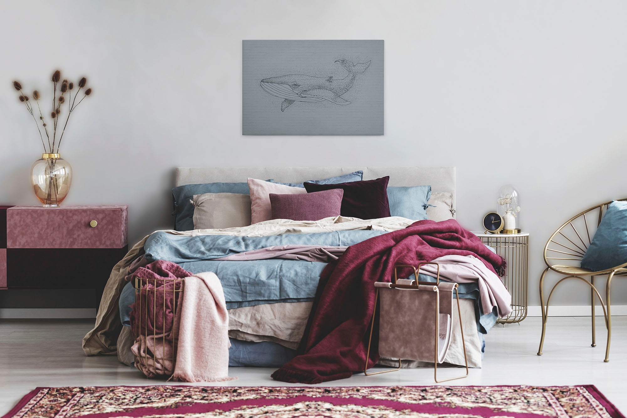 A.S. Création Leinwandbild »titan 3«, Kunst-Tiere-Kinder, (1 St.), Schwarz-Weiß Zeichnung Wal Keilrahmen Leinwand-Bild Wohnzimmer modern