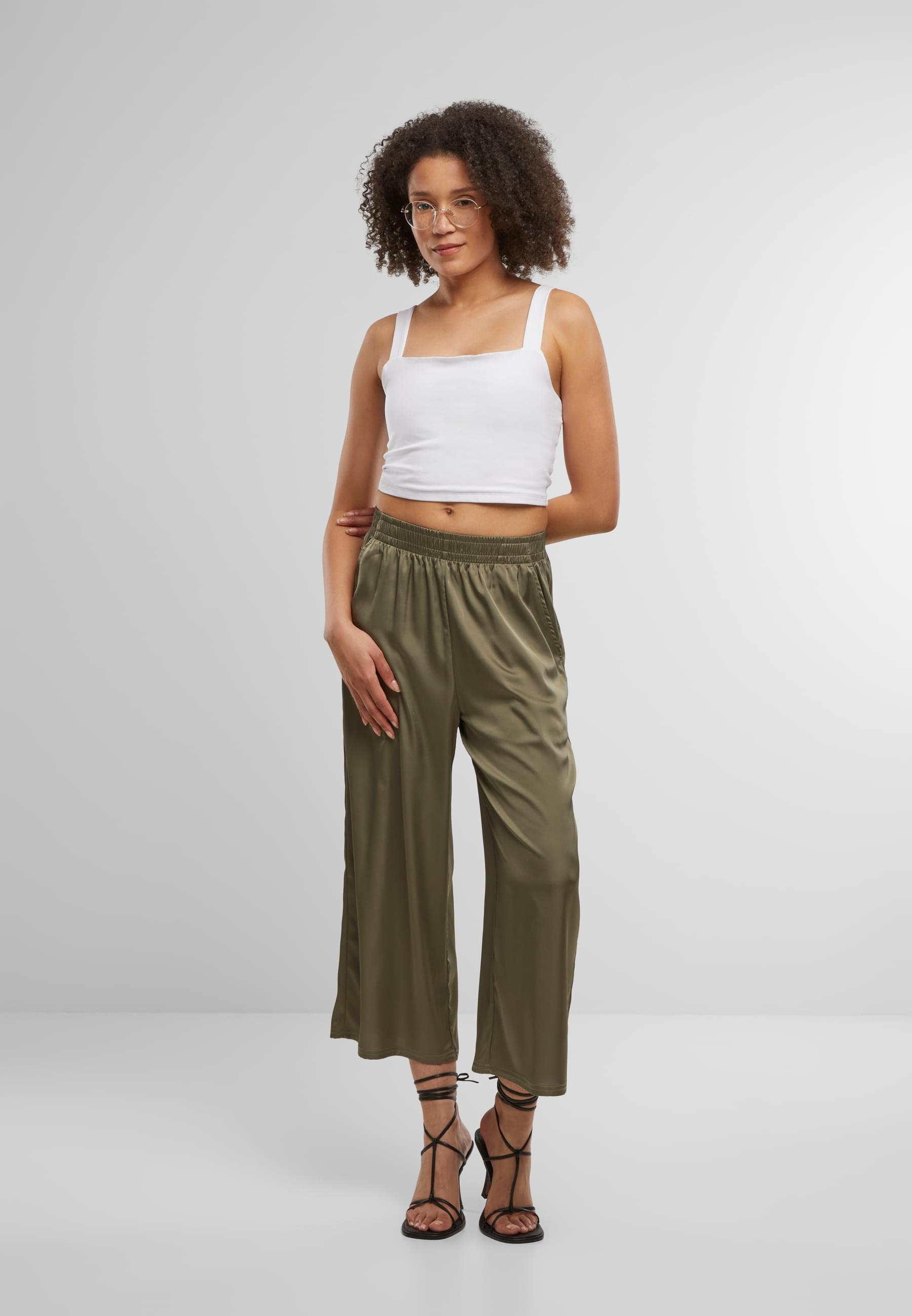 URBAN CLASSICS Stoffhose »Urban Classics Ladies Satin Wide Leg Culotte«, (1 tlg.)