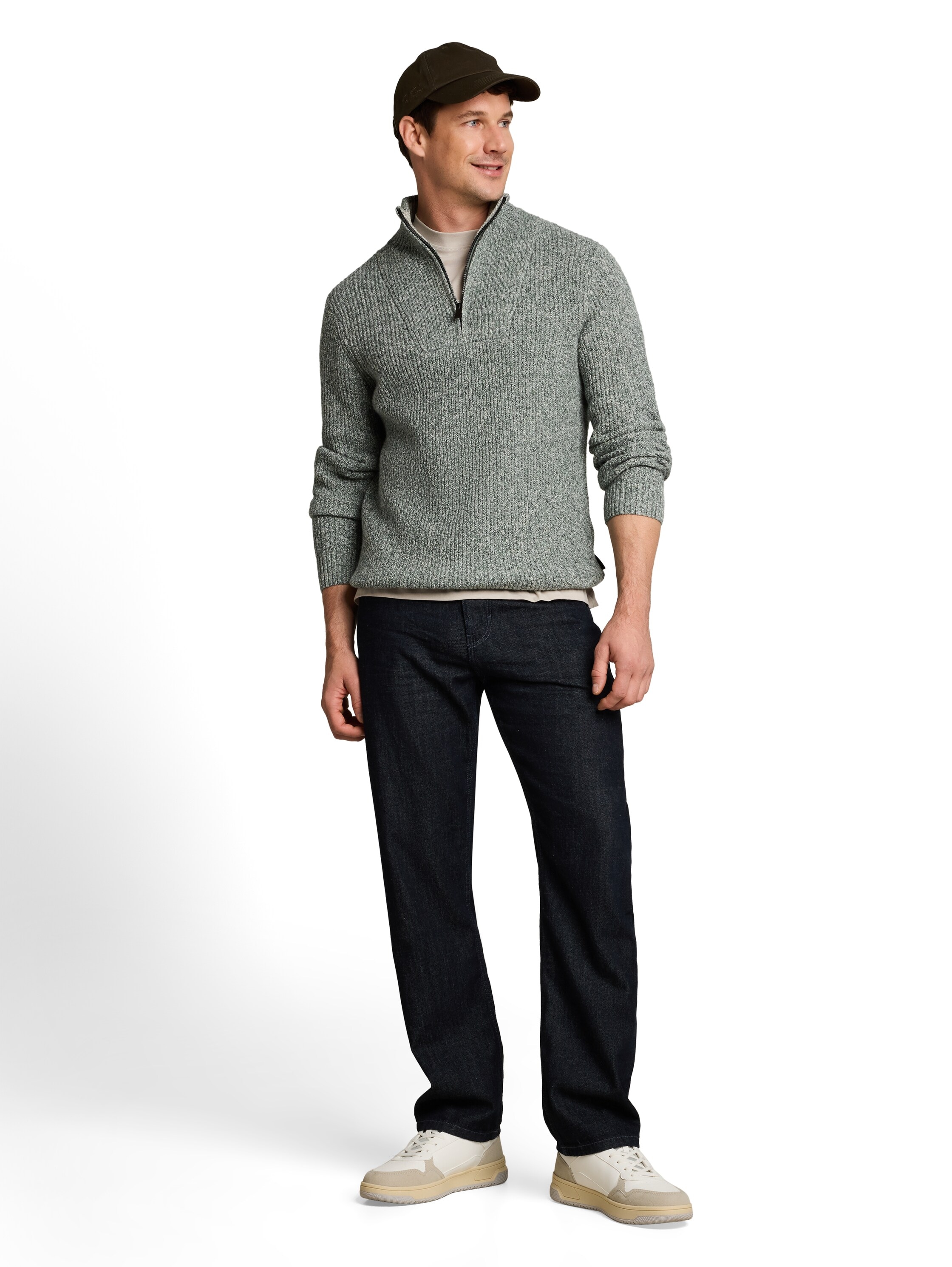 TOM TAILOR Troyer Strickpullover / meliert / mit Stretch