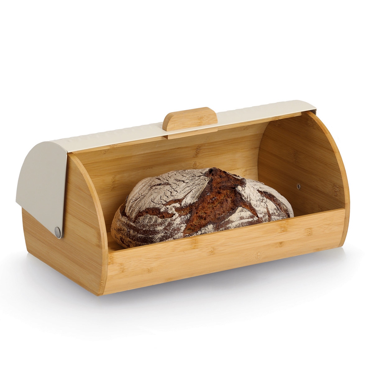 Zeller Present Brotkasten »Brotbox« Bambus/Metall, creme - ca. 36x21x17 cm