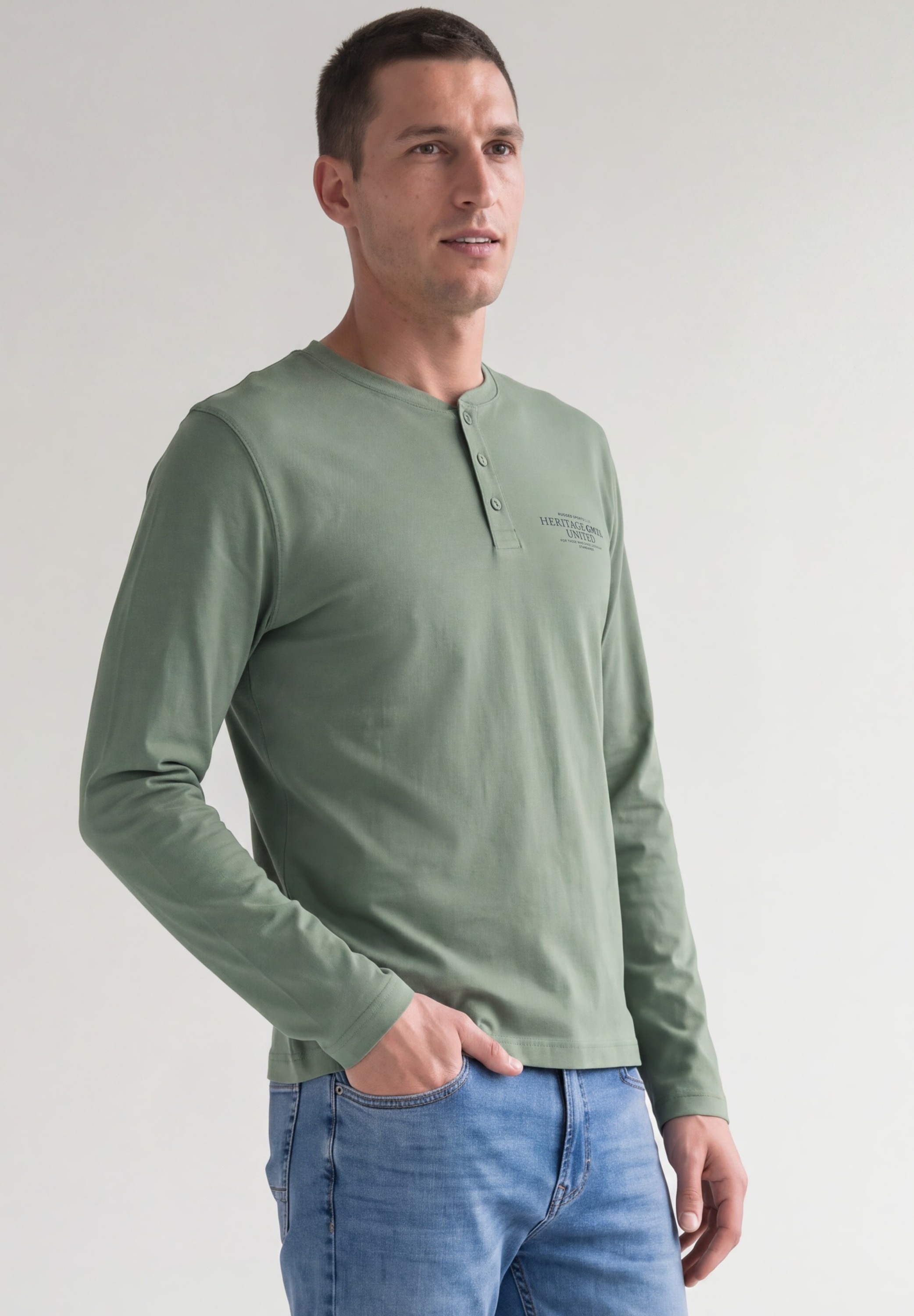 STREET ONE MEN Langarmshirt aus reiner Baumwolle