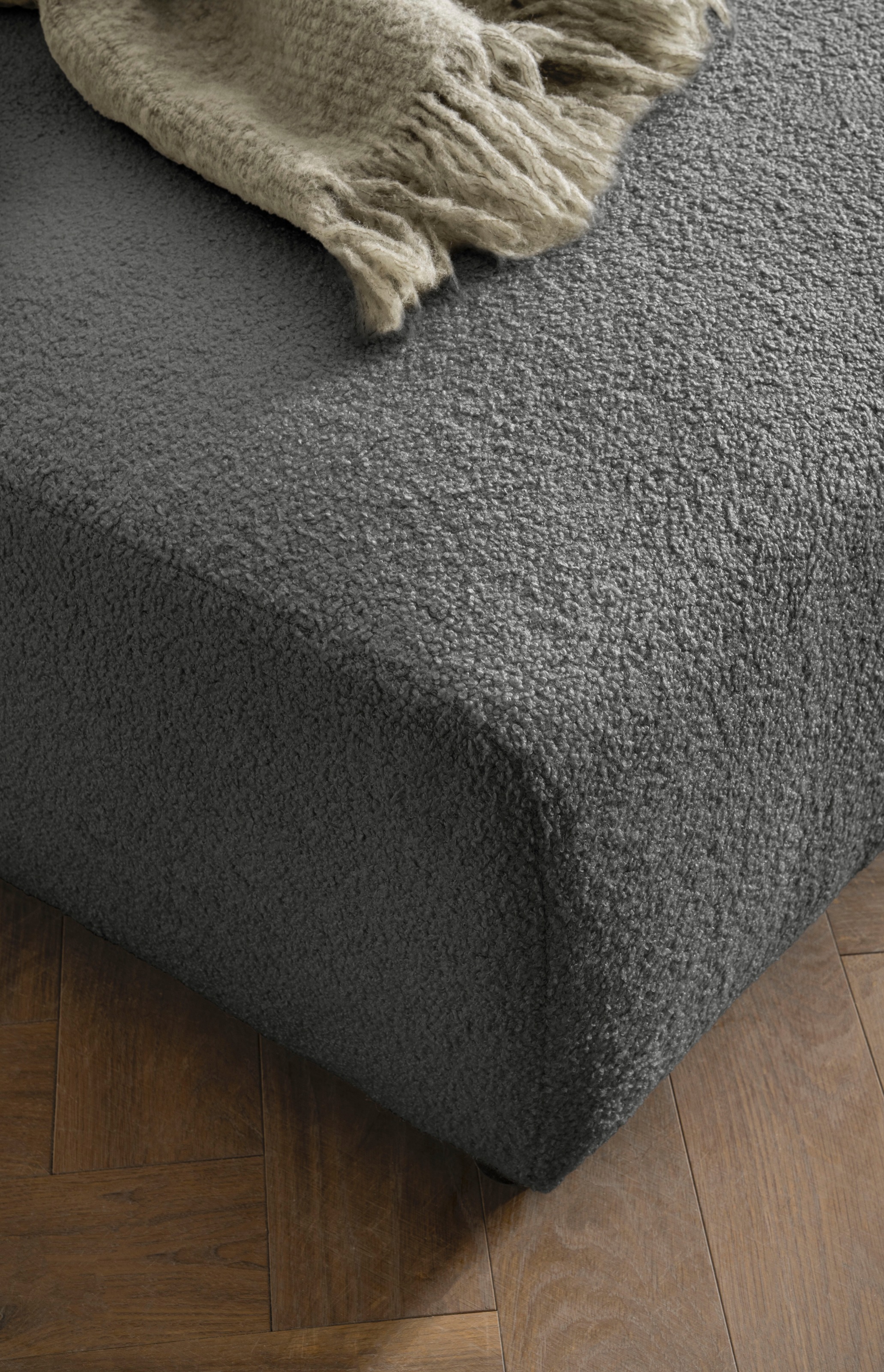 andas Ecksofa »BAKELS, L-Form in Cord oder Boucle-Stoff, moderne Couch«, wahlweise Recamiere rechts/links, bequemer Sitzkomfort