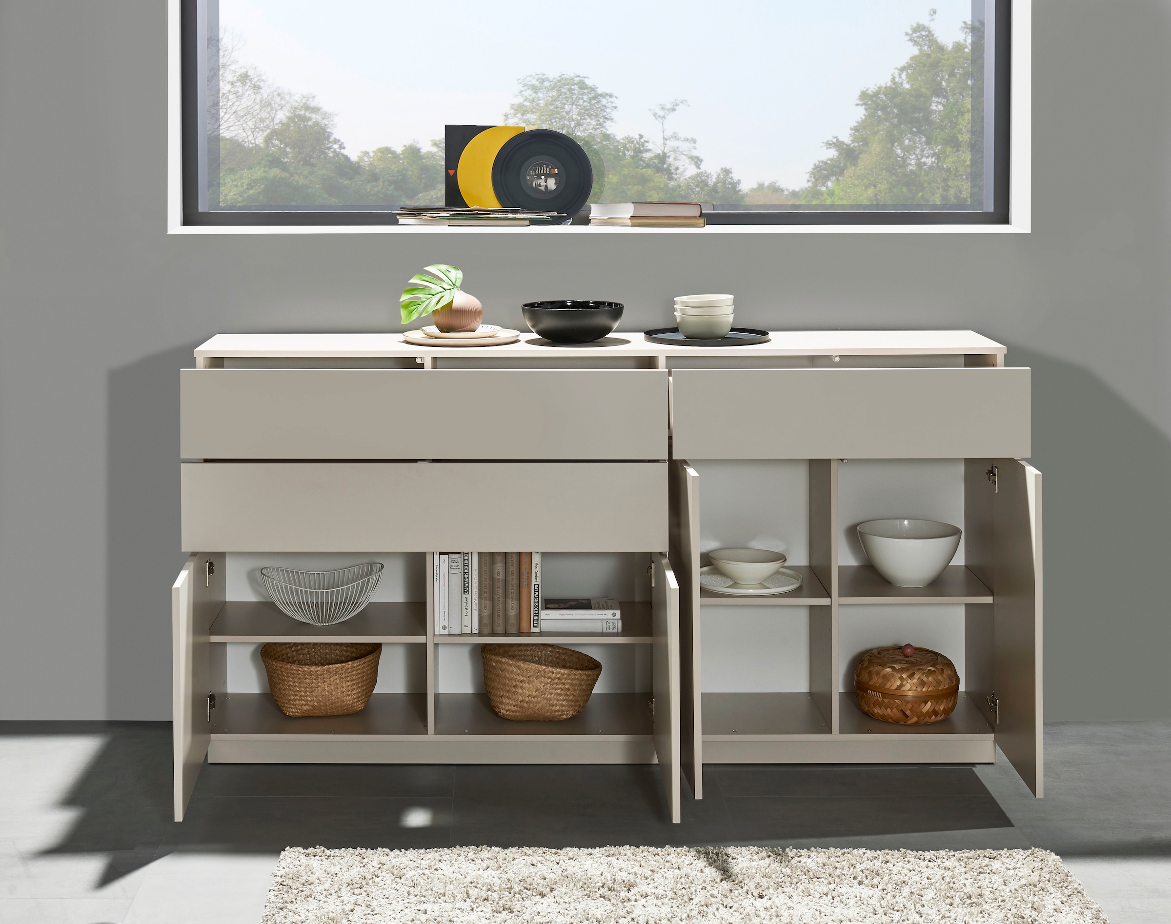 HBZ Sideboard »Vince Sideboard, B/H/T 191x100x38 cm« 1 Stk. tlg. Breite 191 cm, Push-to Open, Melaminbeschichtung