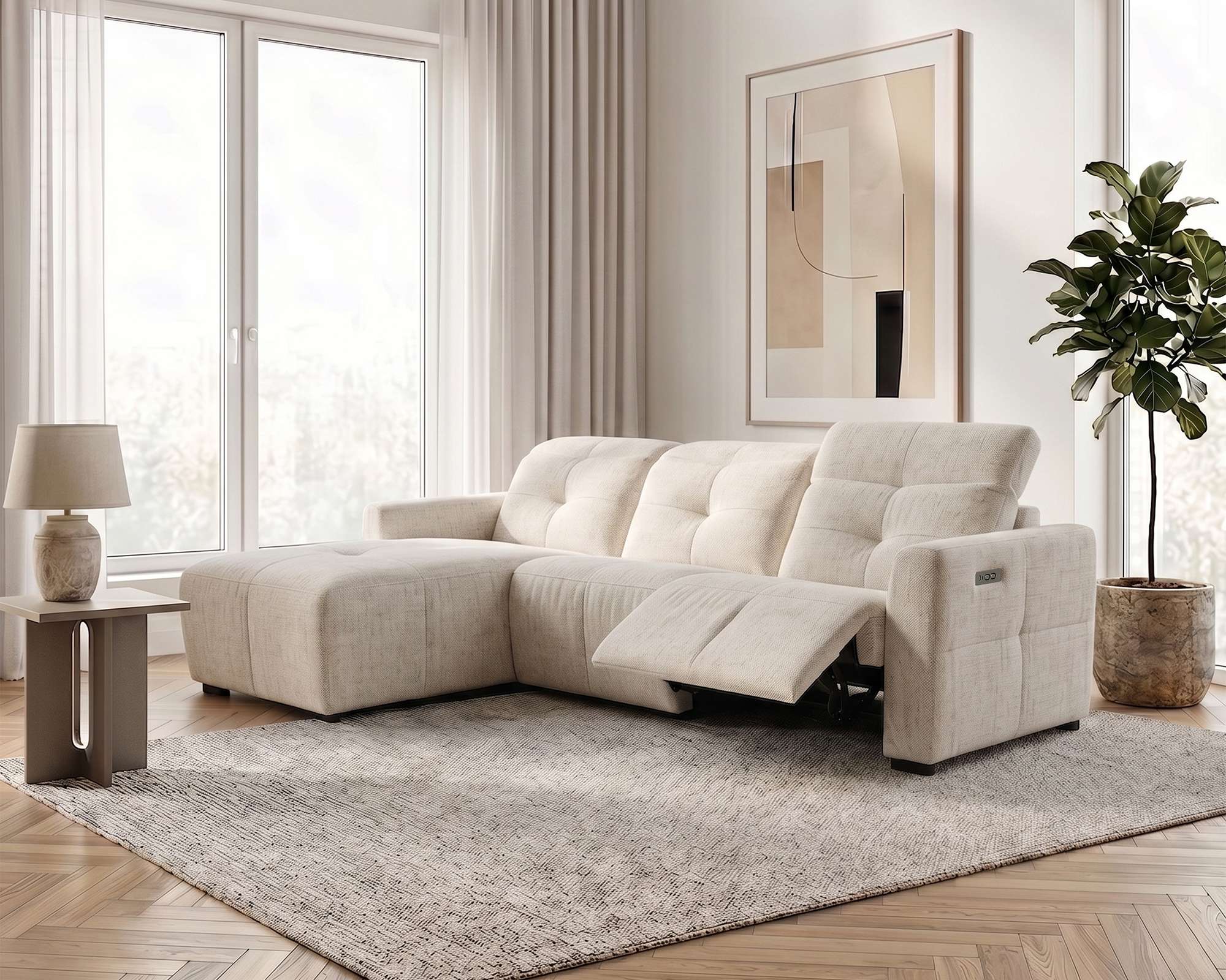 OTTO home Ecksofa "CAARLA Webstoff, L-Form, 261 cm, man. o. elektr. Relaxfunktion (USB)" mit USB-A und USB-C bei elektrischer Ausführung, Kopfteilverstellung
