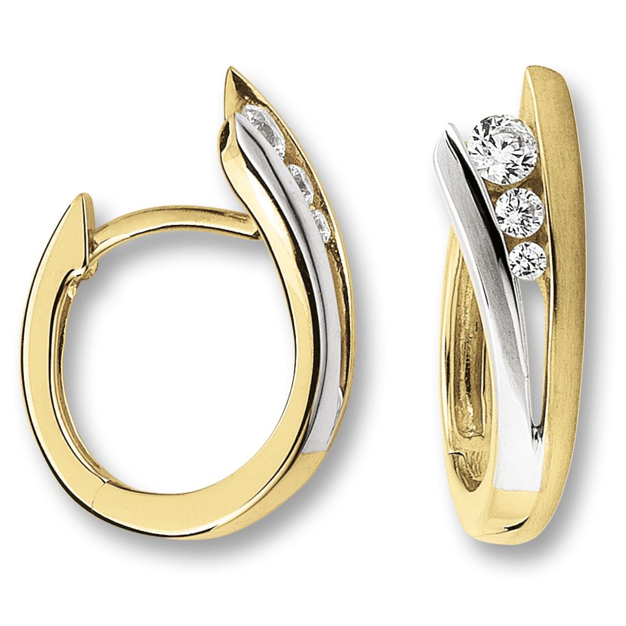 ONE ELEMENT Paar Creolen »Zirkonia Ohrringe Creolen aus 333 Gelbgold«, Damen Gold Schmuck