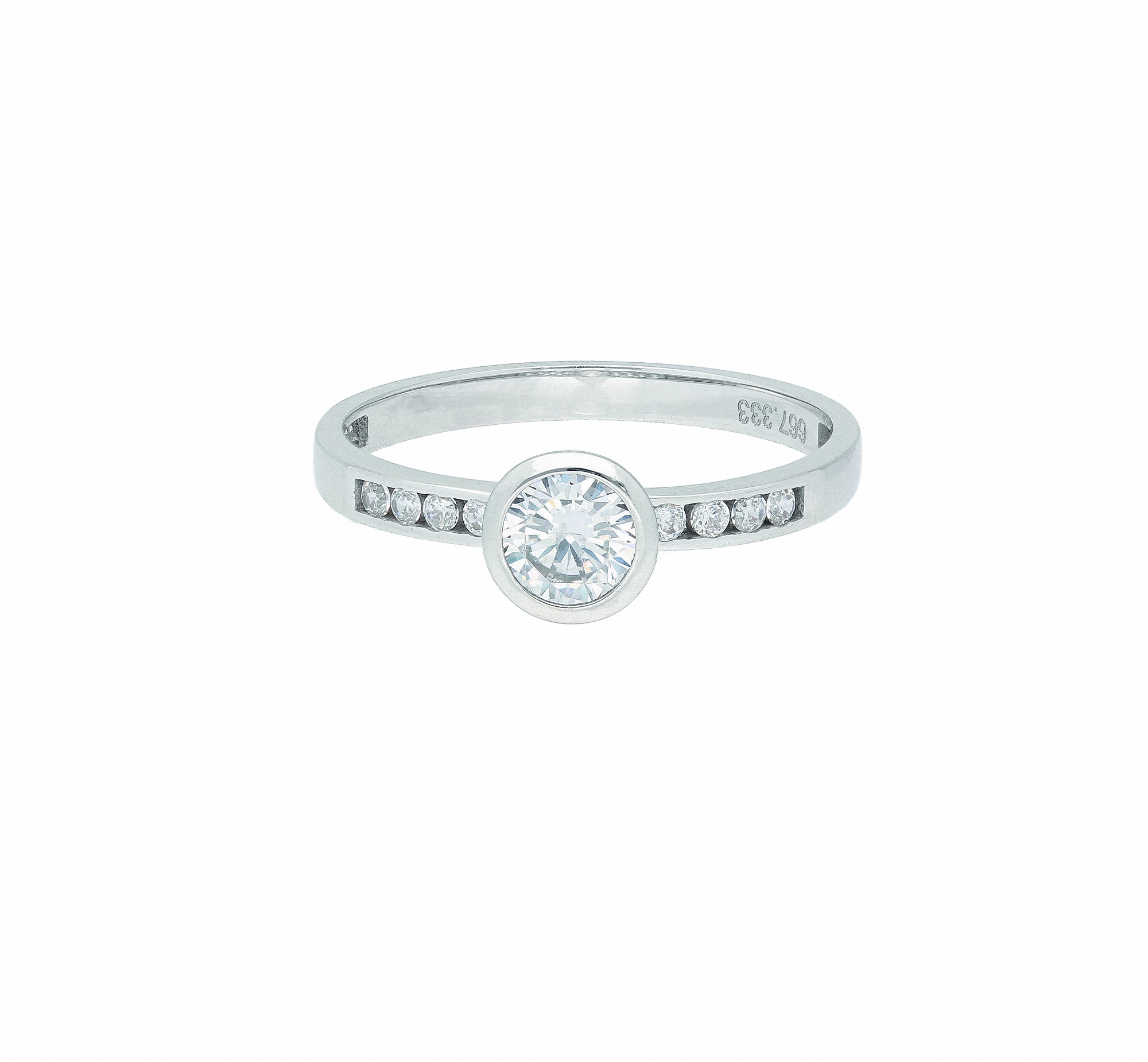 ADELIA ́S Damen Solitärring "Solitärring 333 Weißgold ( 8K ) mit Zirkonia", 54, Goldsilber, Gold, Fingerringe, Goldring Diamant