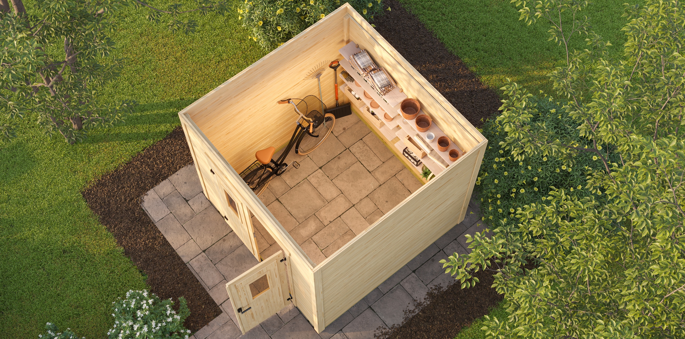 Nordic Holz Gartenhaus »Felix 1,5«, kleiner stilvoller Schuppen mit Flachdach