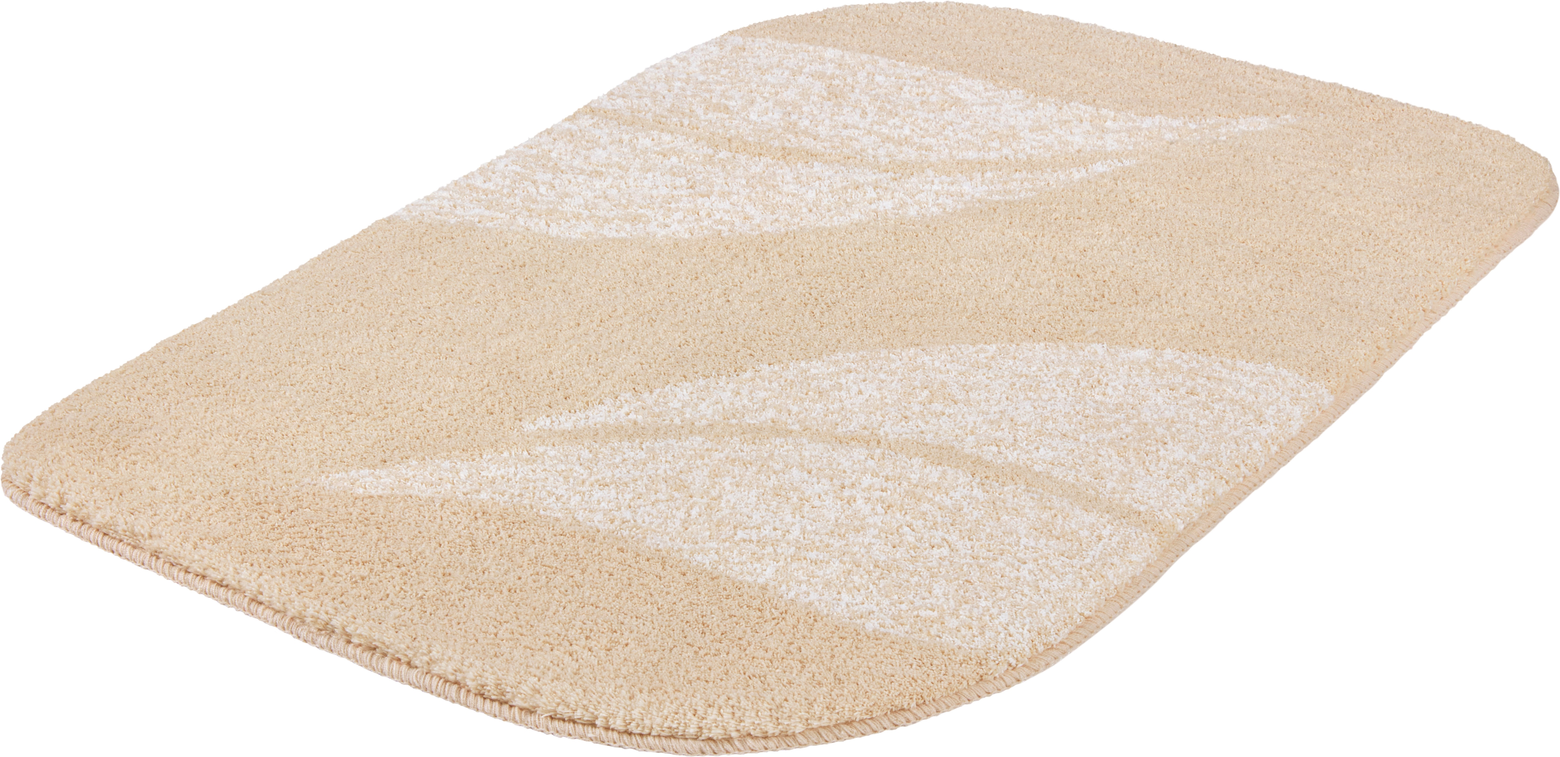 MEUSCH Badematte "Greta, Badvorleger, Badezimmer Teppich" Höhe 20 mm rutschhemmend beschichtet fußbodenheizungsgeeignet Badteppich mit dezentem, meliertem Blattmotiv