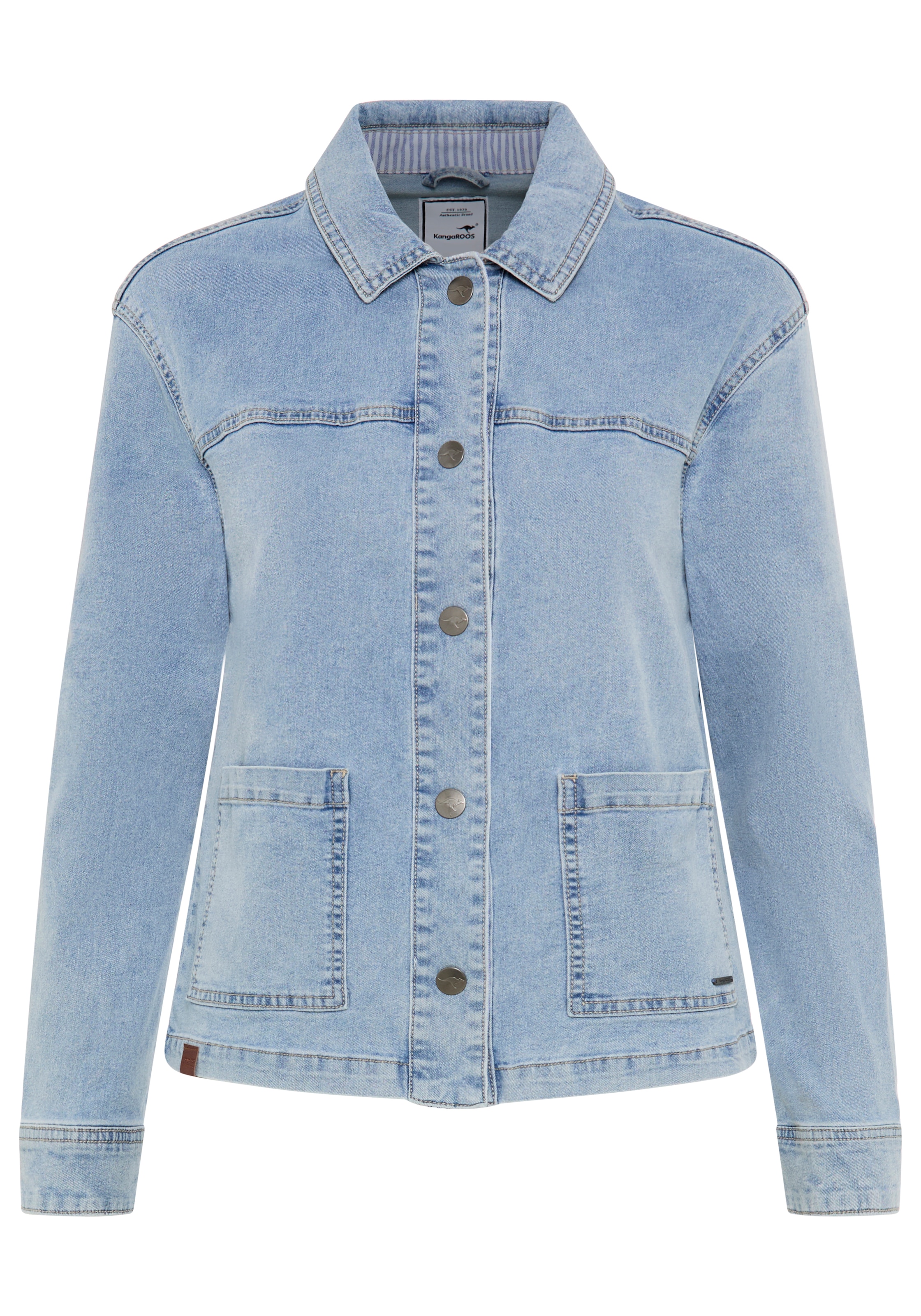 KangaROOS Jeansjacke modischer Stil, normaler Kragen, aufgesetzte Taschen, Comfort Fit