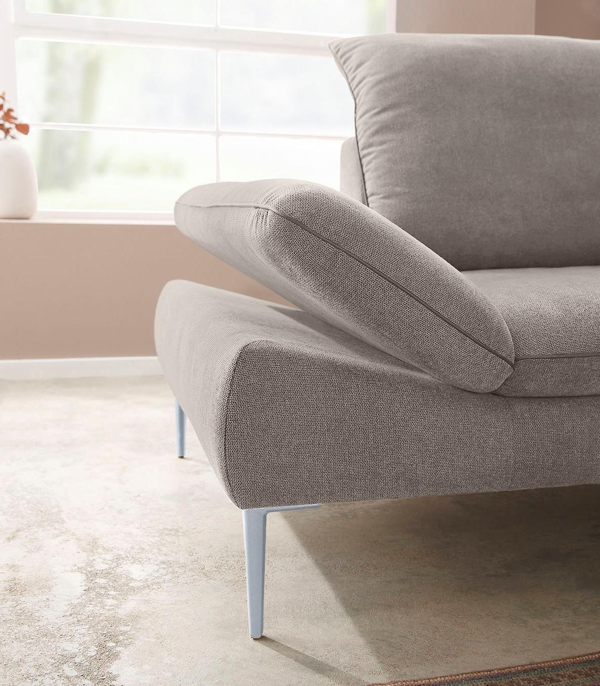W.SCHILLIG Ecksofa »enjoy&MORE, mit tollem Sitzkomfort, elegant und bequem, L-Form«, mit Sitztiefenverstellung, Füße silber matt, Breite 294 cm