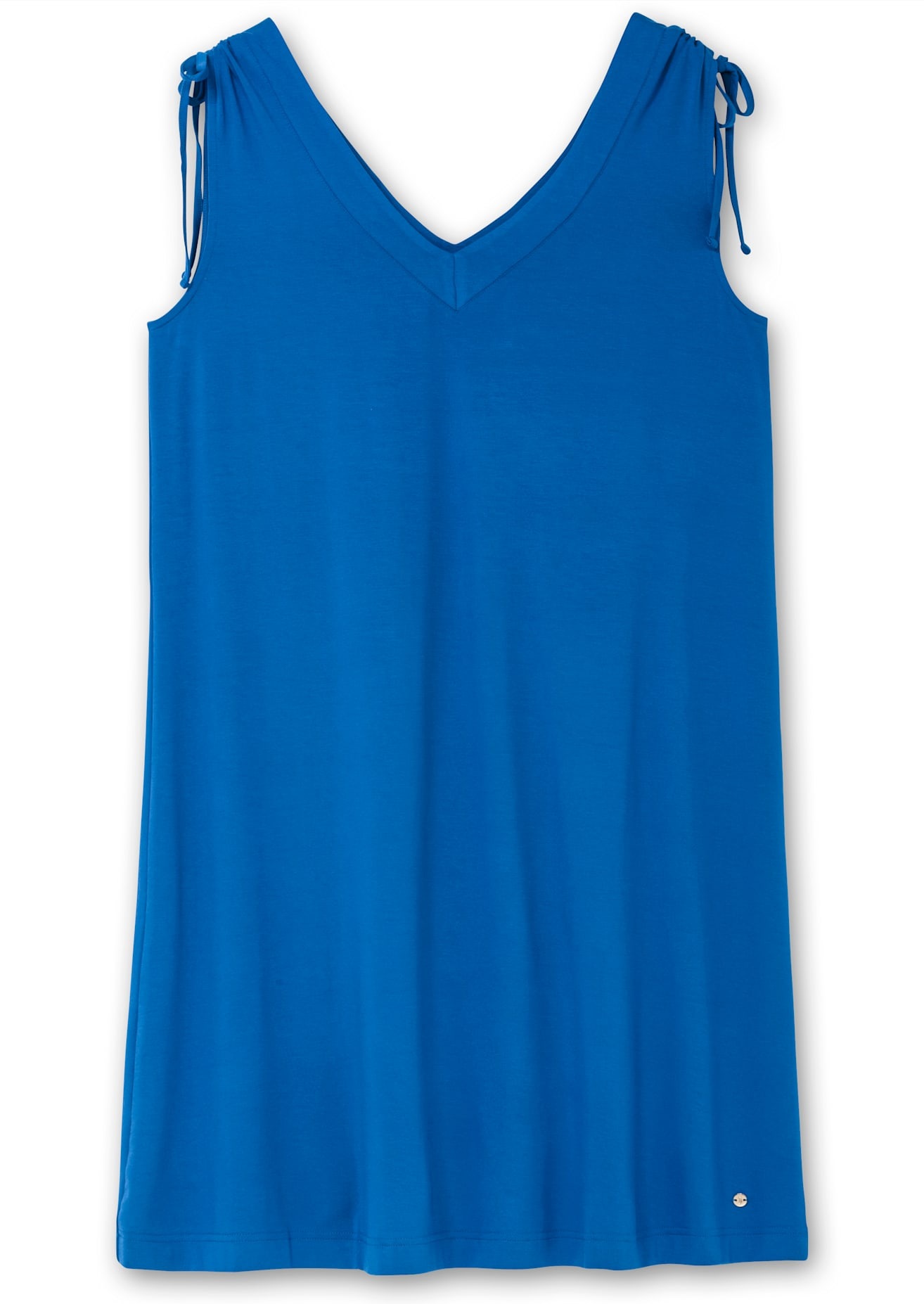 Jerseykleid SHEEGO "Jerseykleid", Damen, Gr. 42, Normalgrößen, blau (kobaltblau), 95% Viskose, 5% Elasthan, unifarben, kurz, V-Ausschnitt, Kleider Jerseykleid 2