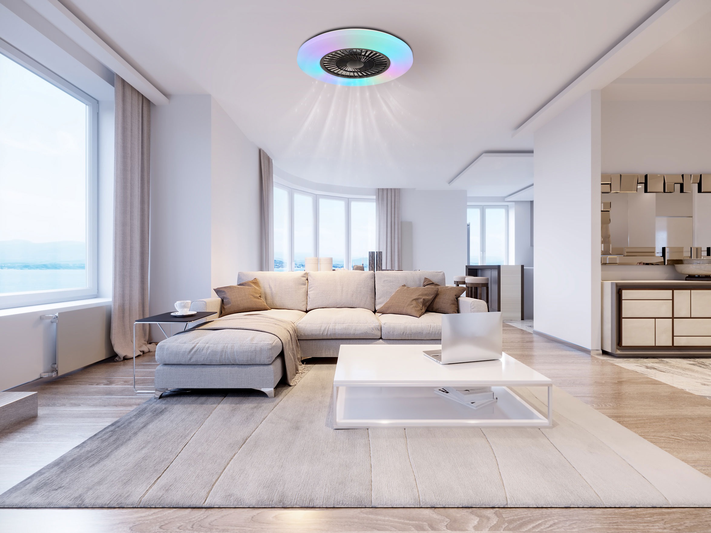 GLOBO LIGHTING Deckenleuchte »ALVA«, Leuchtmittel LED-Modul | LED fest integriert, Ventilator/ Büro / Wohnbereich / Schlafzimmer / weiß / Flügel innen