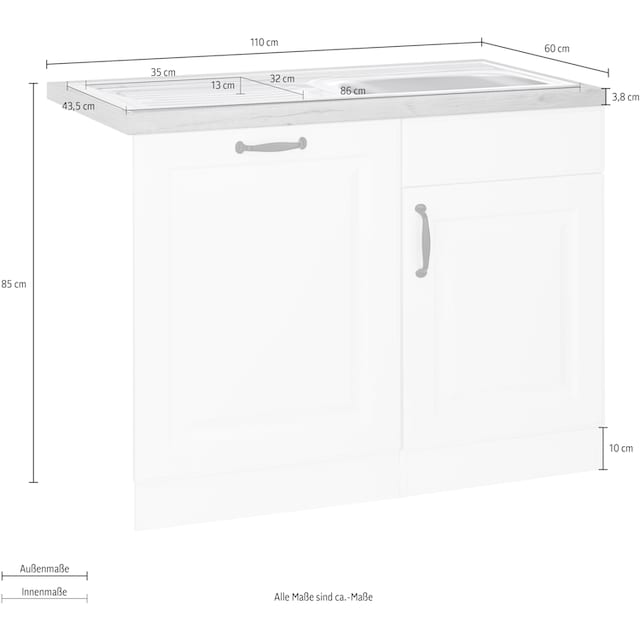 wiho Küchen Spülenschrank »Erla«, 110 cm breit, inkl. Tür/Sockel für  Geschirrspüler bestellen | BAUR