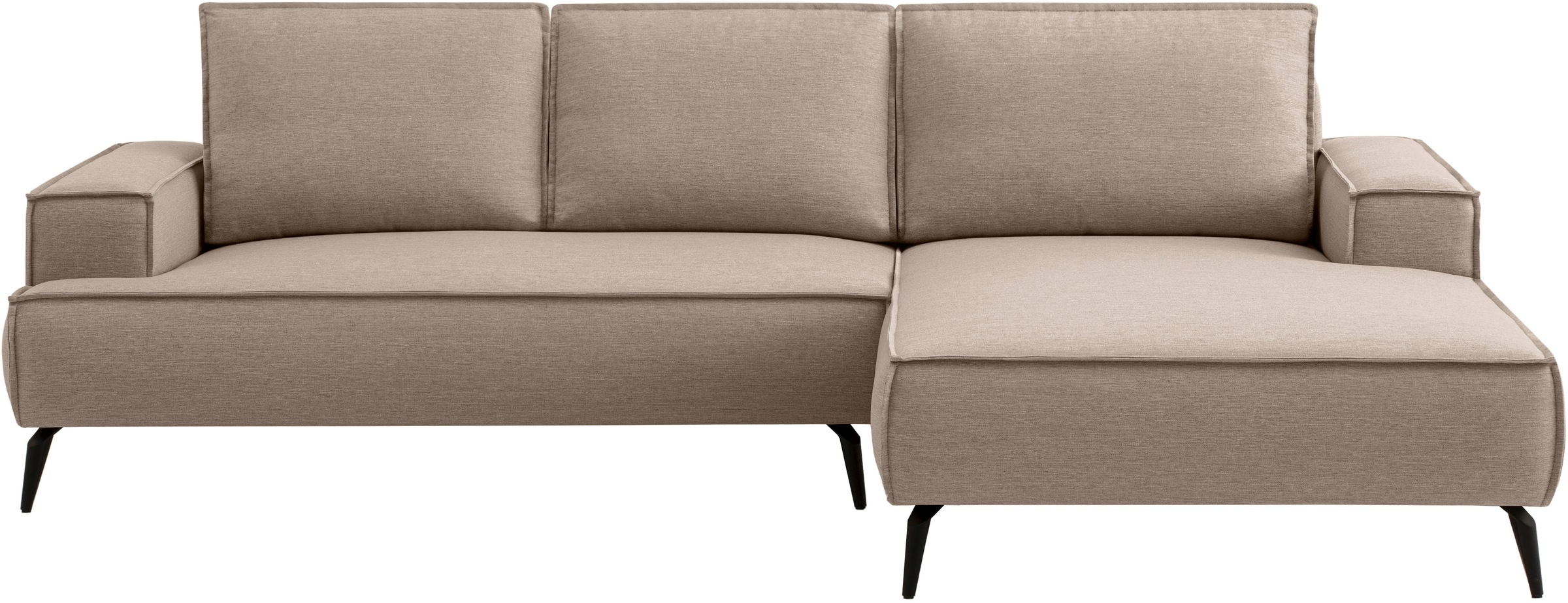 OTTO home Ecksofa "TVINNU Leinenoptik, L-Form, Breite 275 cm" wahlweise Recamiere rechts/links, schwarze Füße, bequemer Sitzkomfort