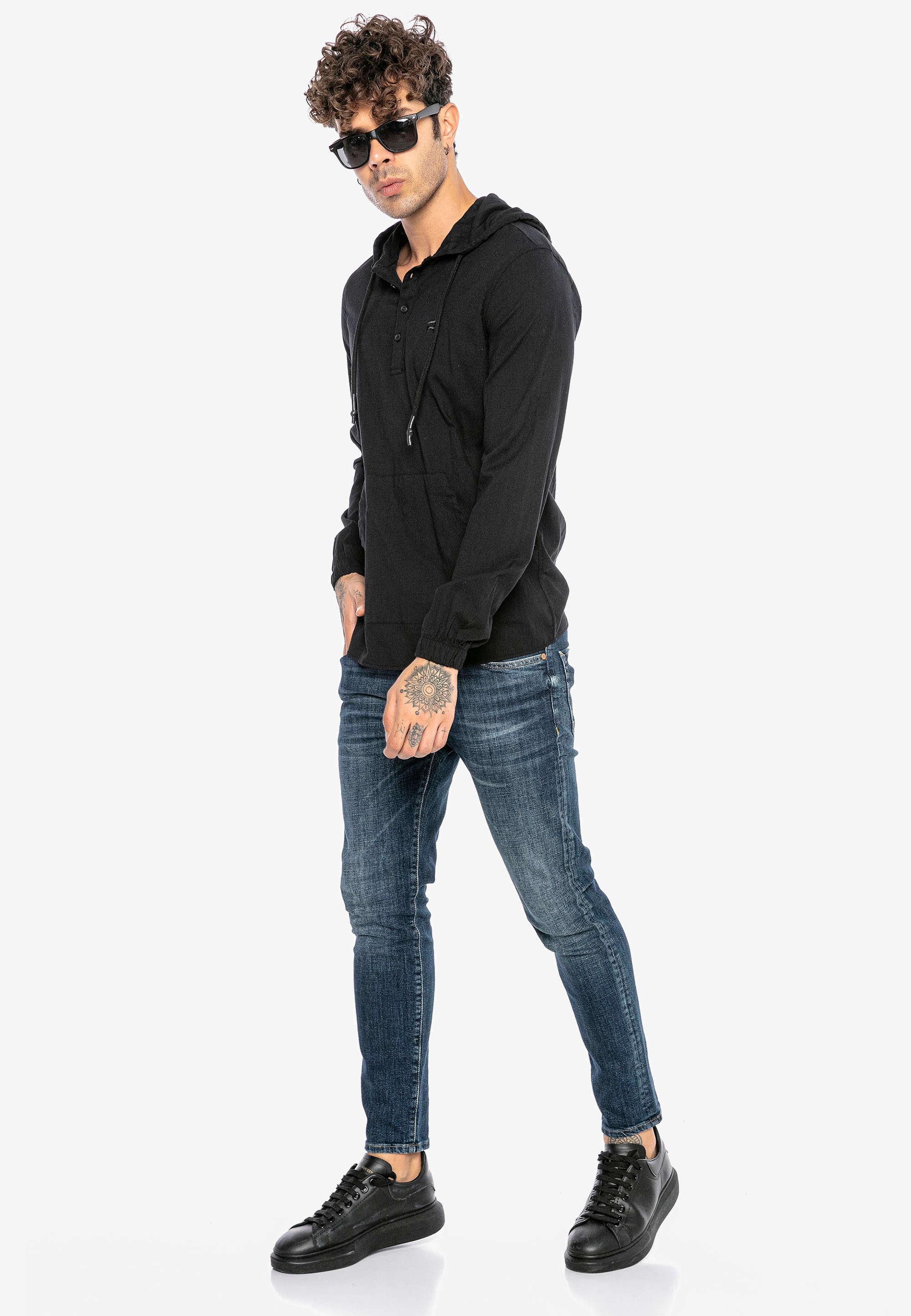 RedBridge Kapuzensweatshirt »Manchester«, im modischen Hemd-Stil