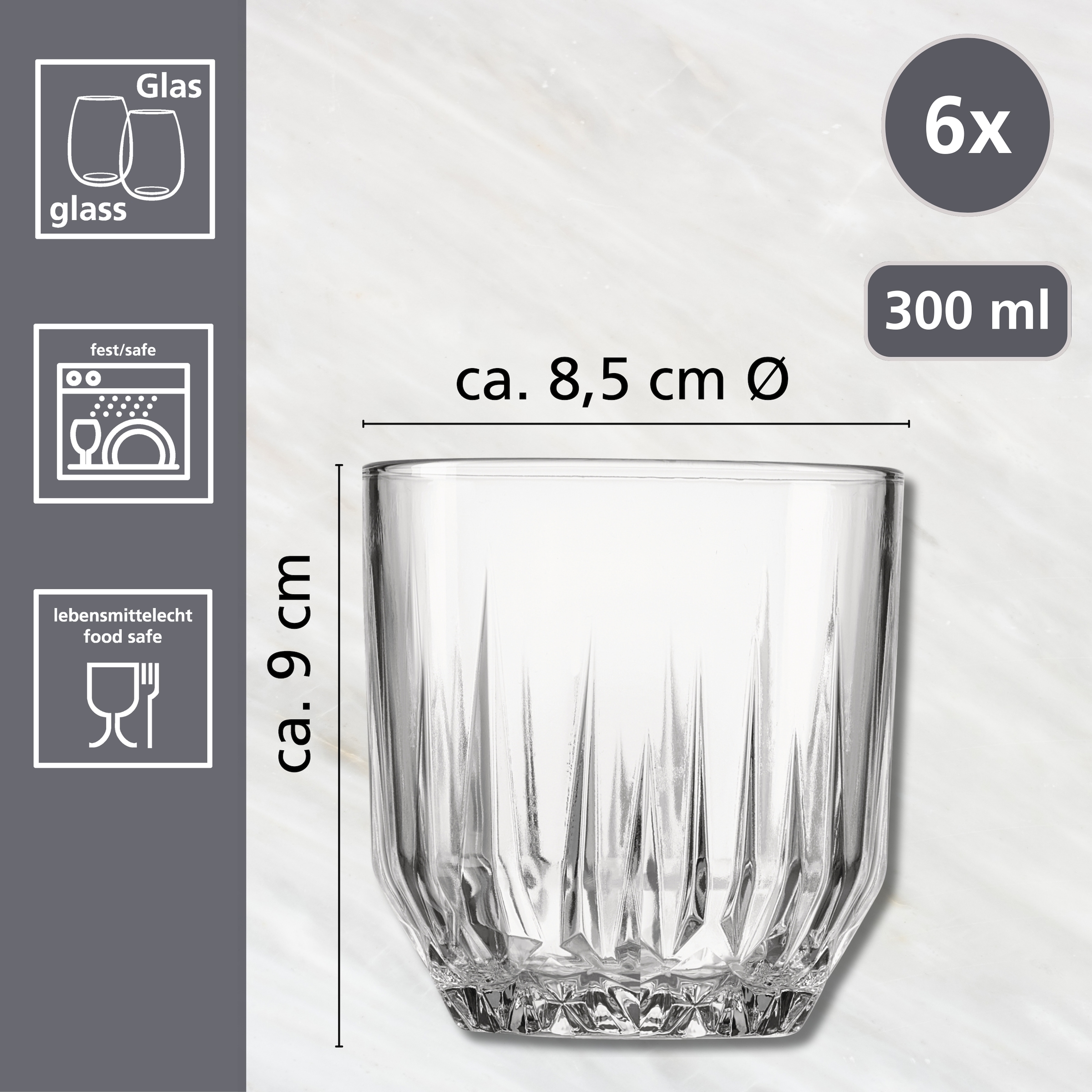Ritzenhoff & Breker Whiskyglas »Palace«, (Set, 6 tlg.), 6er Set, je 300 ml