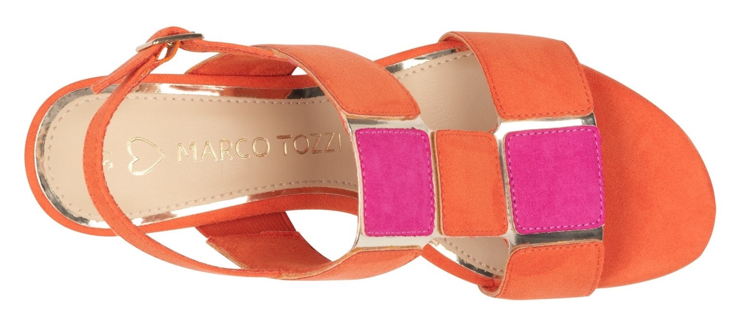 MARCO TOZZI Sandalette, Blockabsatz, Sommerschuh, Sandale mit kontrastfarbenen Details
