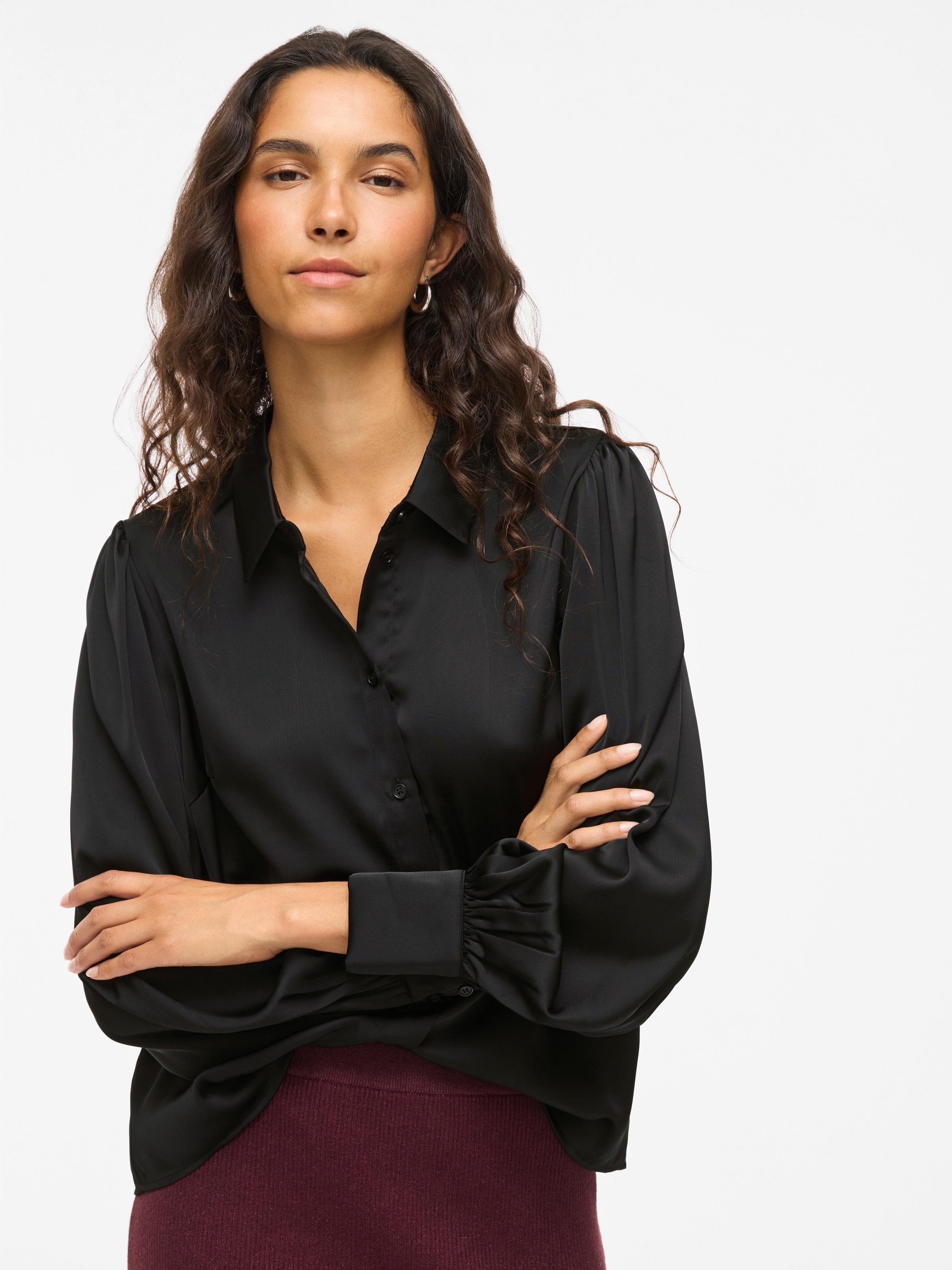 Vila Langarmbluse "VIENNA RAVENNA L/S BALLOON SHIRT - NOOS" Kunstfaser, reg günstig online kaufen