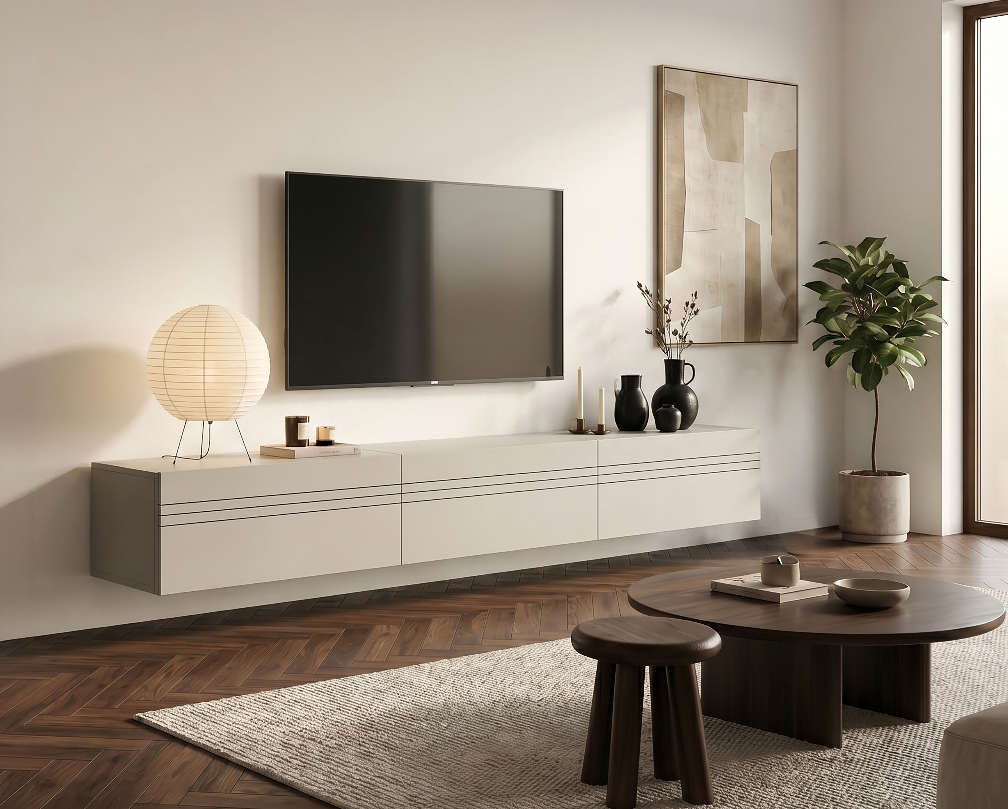 OTTO home Lowboard "SPIAGGIA, 3-teiliges Set, Breite 270cm, stehend & hängend montierbar" TV-Möbel, TV-Schrank, TV-Lowboard, Mediaboard